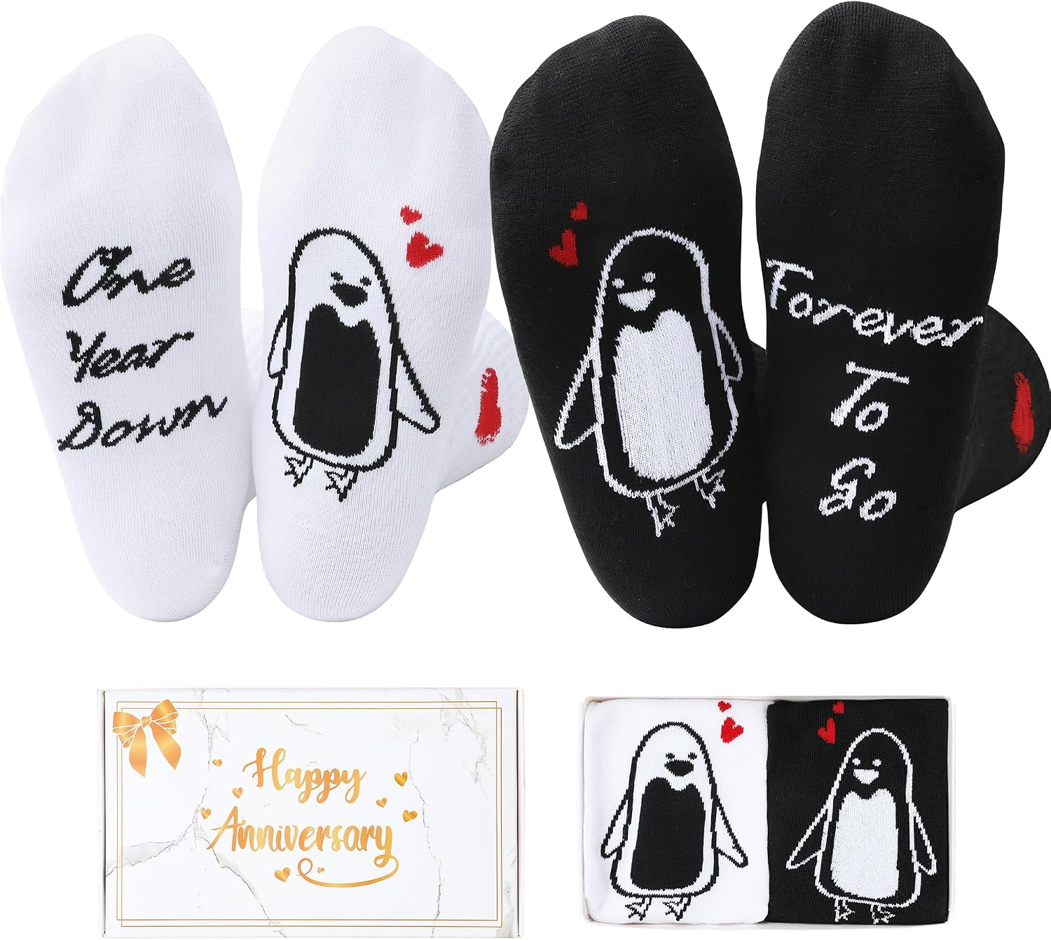 1 Year Anniversary Couple Gift – Couple Socks with 1st Anniversary Card & Gift Box for Couples,Him,Her,Husband,Wife