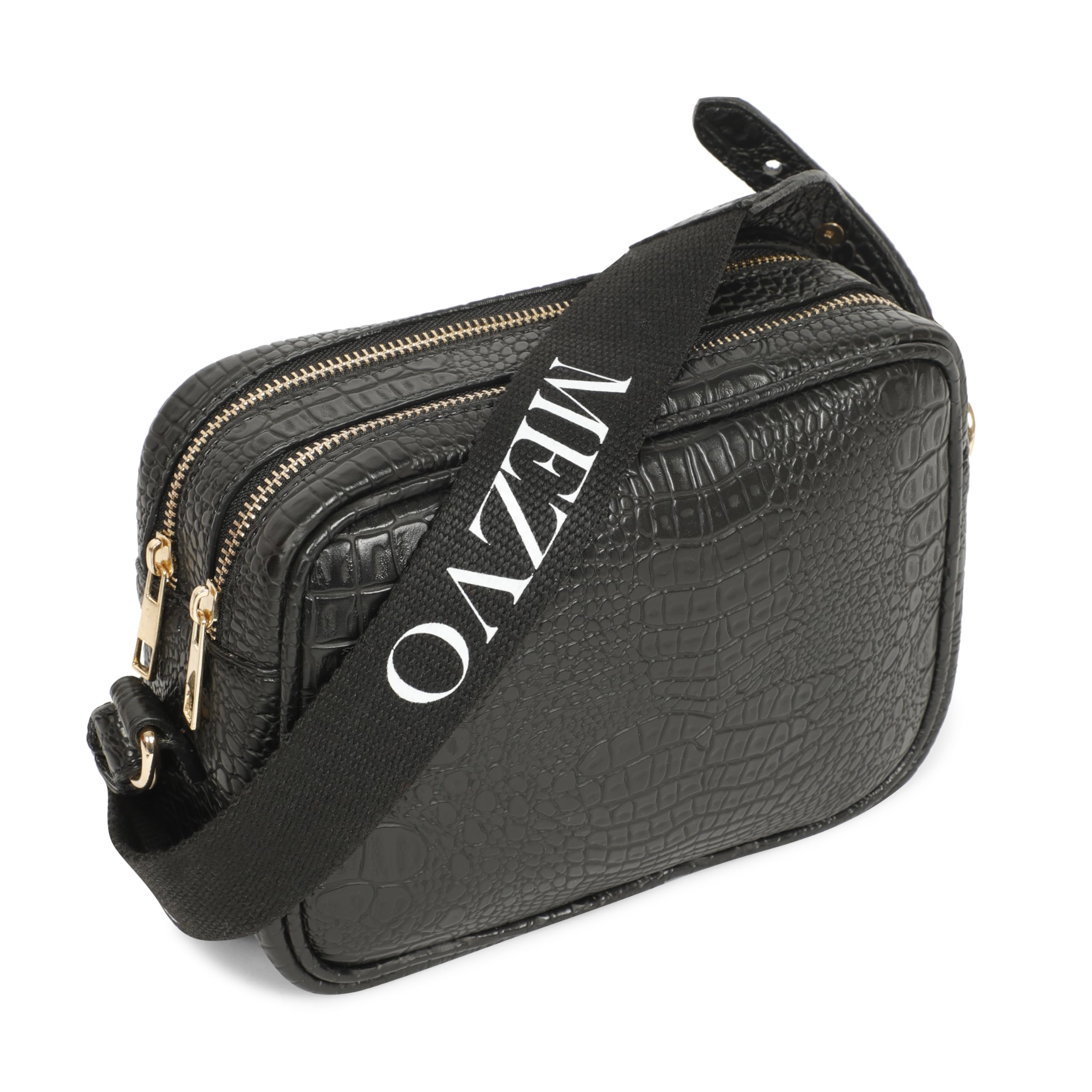 MEZVO Vegan Leather Elegant Sling Bag for Women with Adjustable Straps & Zip | Casual Crossbody Bag for Girls for Everyday Use, Parties, Functions, College & Office (Black) (B0D2ZZKTBT) Amazon Price History, Amazon Price Tracker