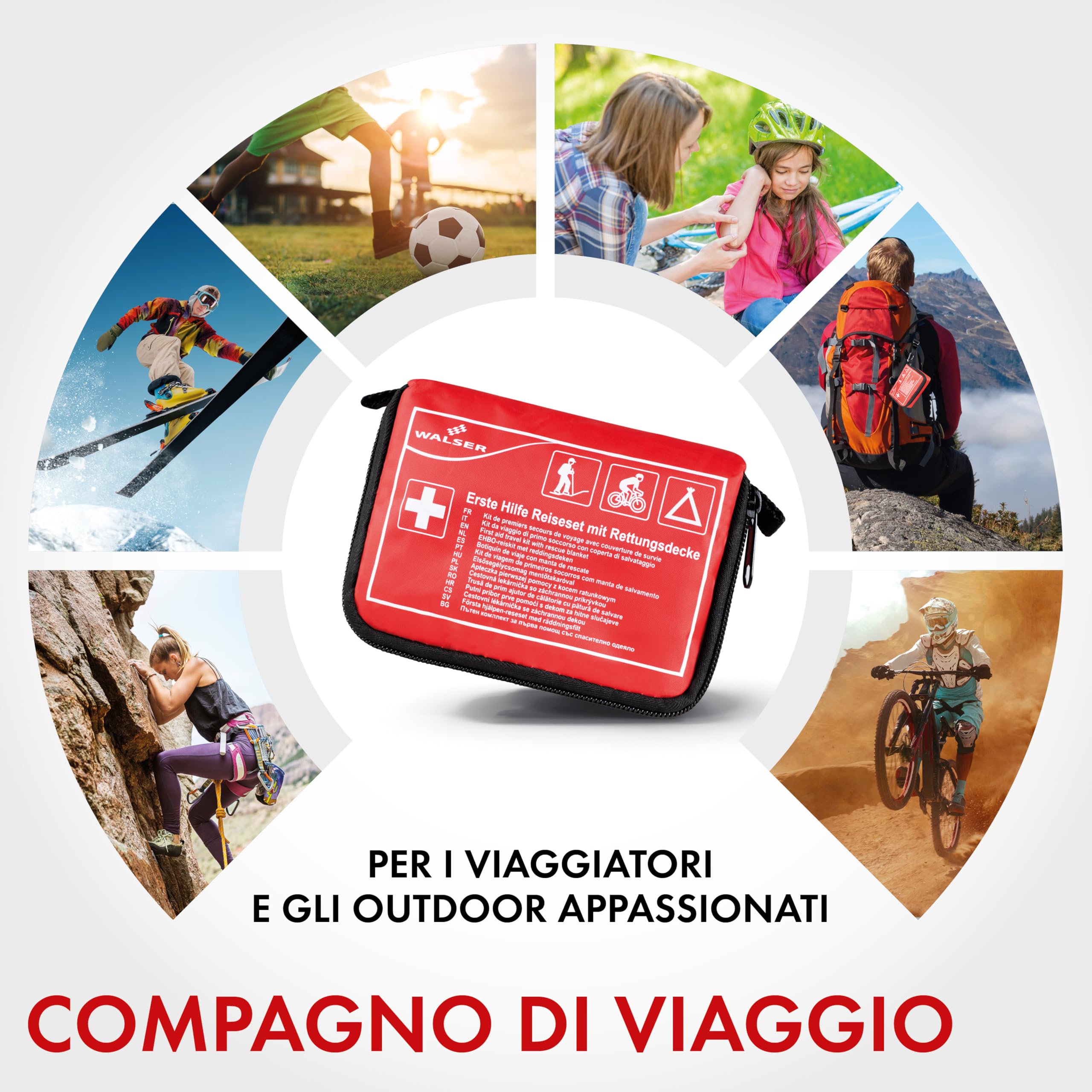 WALSER Premium Mini Kit di pronto soccorso 2026, kit di emergenza impermeabile per esterni/campeggio/bici, kit di pronto soccorso da 31 pezzi, kit di pronto soccorso compatto per esterni