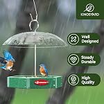 Kingsyard Platform Bird Feeder for Outdoor Hanging - Rugged Recycled Plastic Wild Bird Feeding Station with Adjustable Dome & Metal Mesh Tray. Green