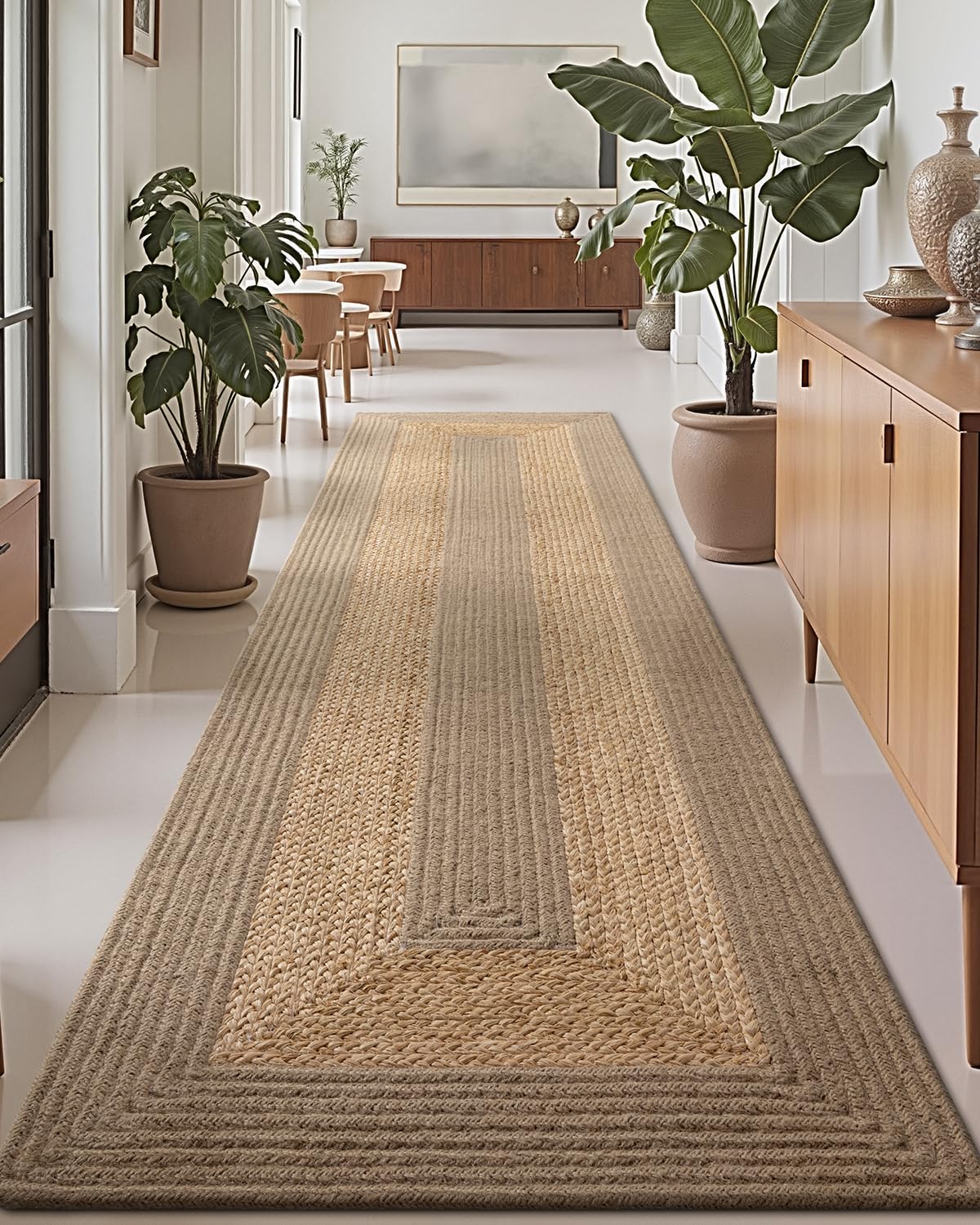 Handwoven Jute Carpet 3x8 Ft Strip Border – Natural Boho Area Rug for Living Room | Eco-Friendly, Durable Floor Mat for Bedroom, Dining & Home Décor-image-33
