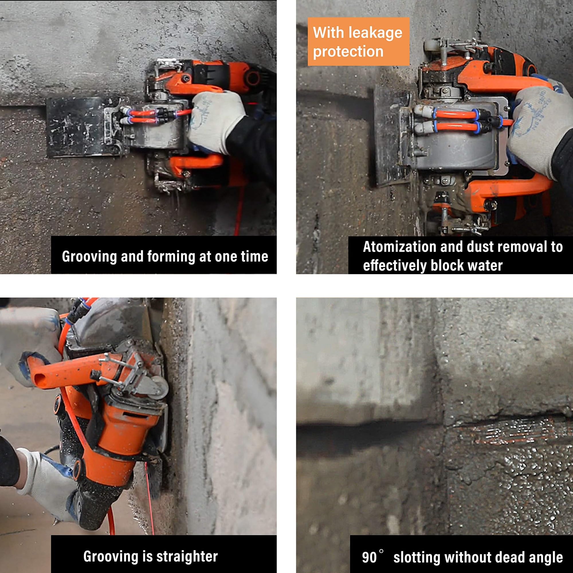 Rozadora de pared ranurada sin polvo de 220 V, 5200 W, 10500 R/min, profundidad de ranura de 45 mm, ancho de corte de 72 mm for ladrillo, hormigón, mármol (hoja de sierra de 5 piezas)