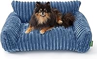 Vista 8 de Lindo sofá cama para mascotas, sofá de apoyo para gatos de interior, sofá cama para perros pequeños para perros pequeños, crema, 24 pulgadas