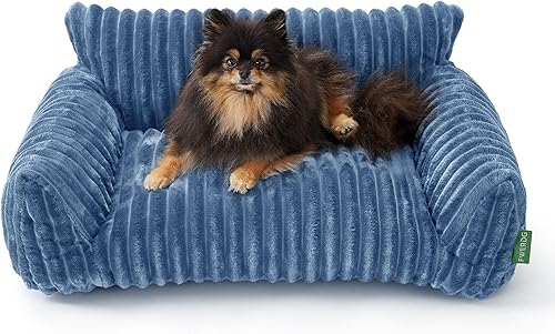 Miniatura 8 de Lindo sofá cama para mascotas, sofá de apoyo para gatos de interior, sofá cama para perros pequeños para perros pequeños, crema, 24 pulgadas
