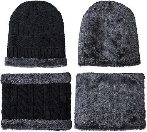Miniatura 2 de Conjunto de gorro y bufanda de invierno cálido para hombre y mujer