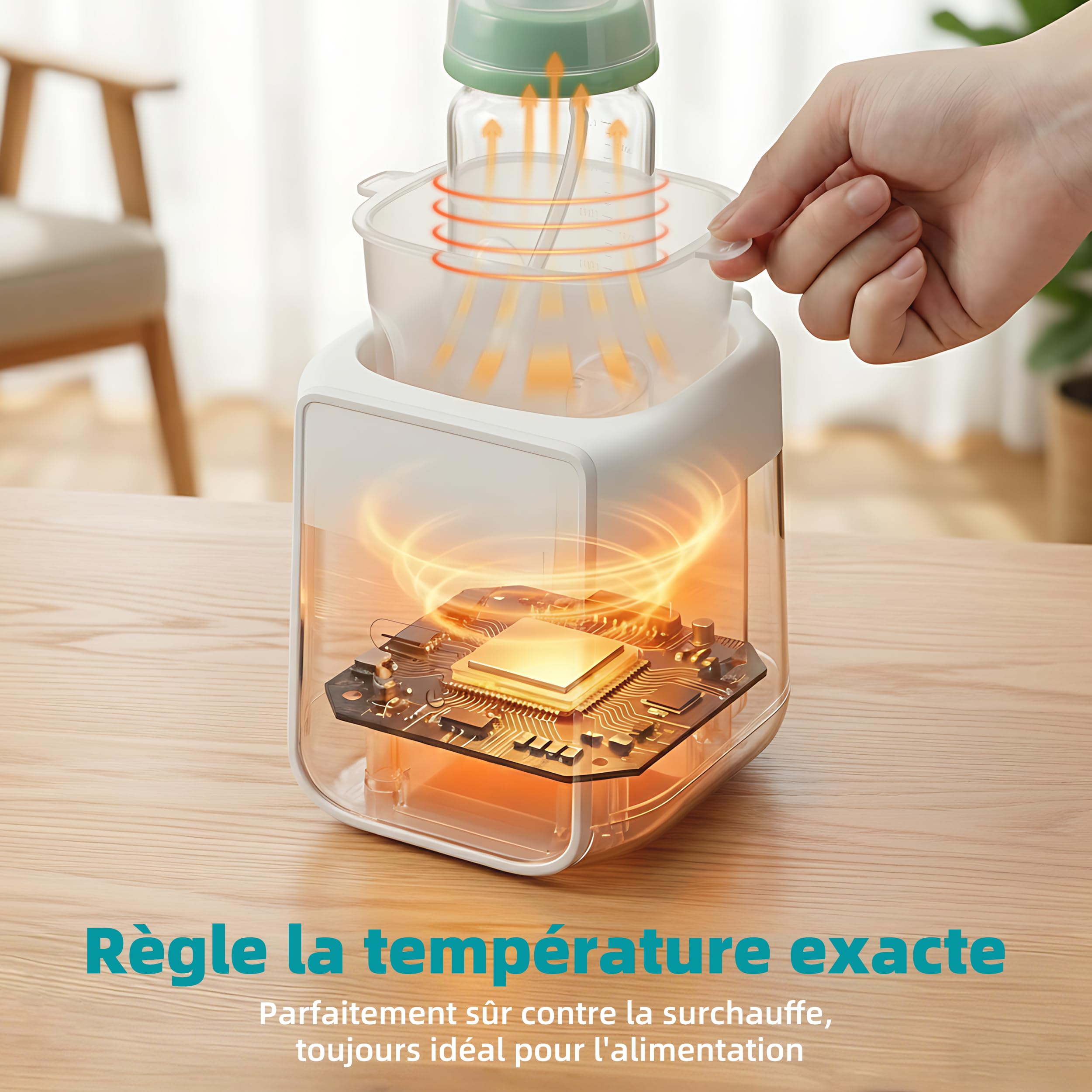 Chauffe-biberon intelligent 8-en-1 avec contrôle précis de la température, pour lait maternel ou préparation, combinant chauffage, stérilisation, maintien au Chaud et Protection Surchauffe