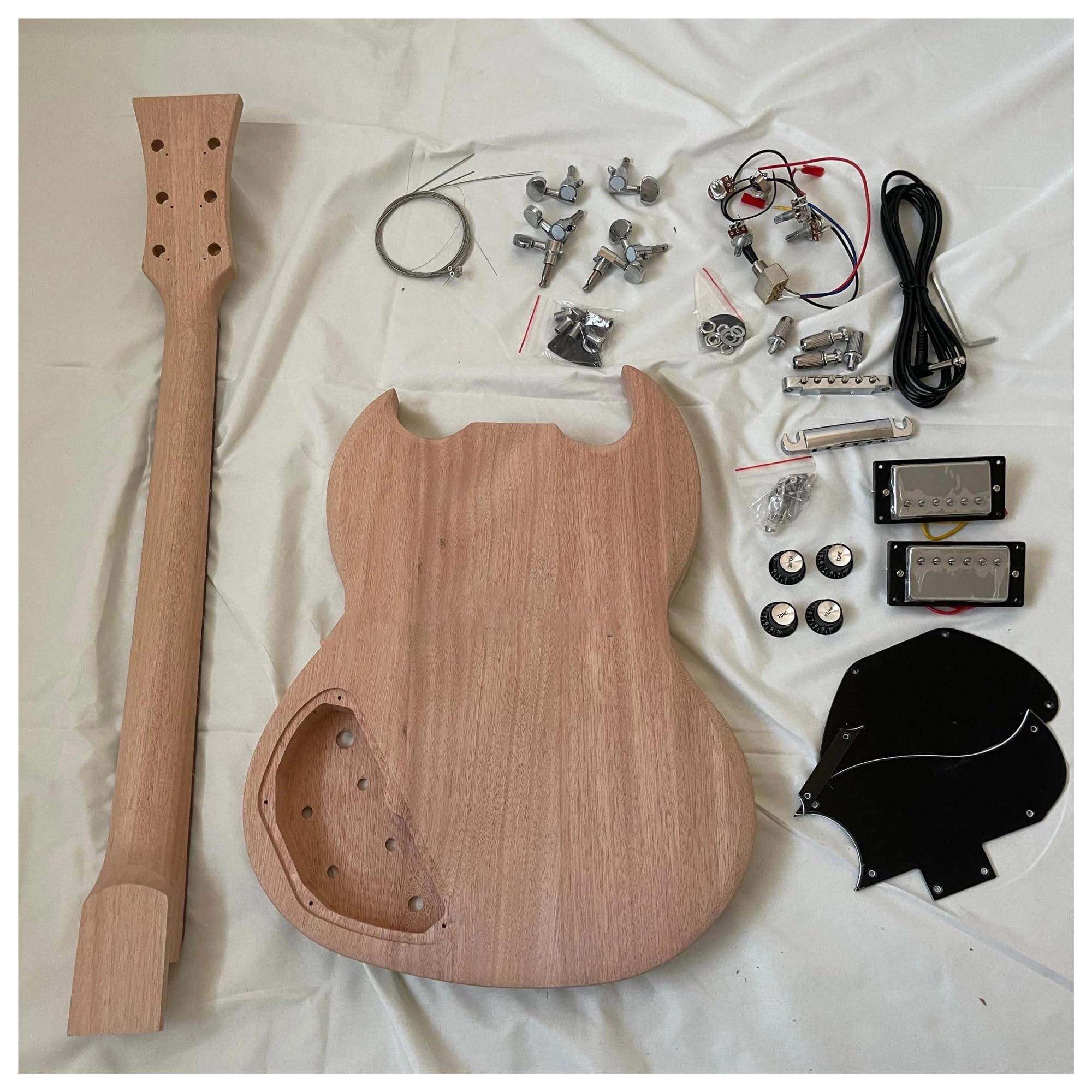 Unfinished Guitar Body Unfinished DIY Electric Guitar Kit For SG Style Mahogany Body Neck For Beginners