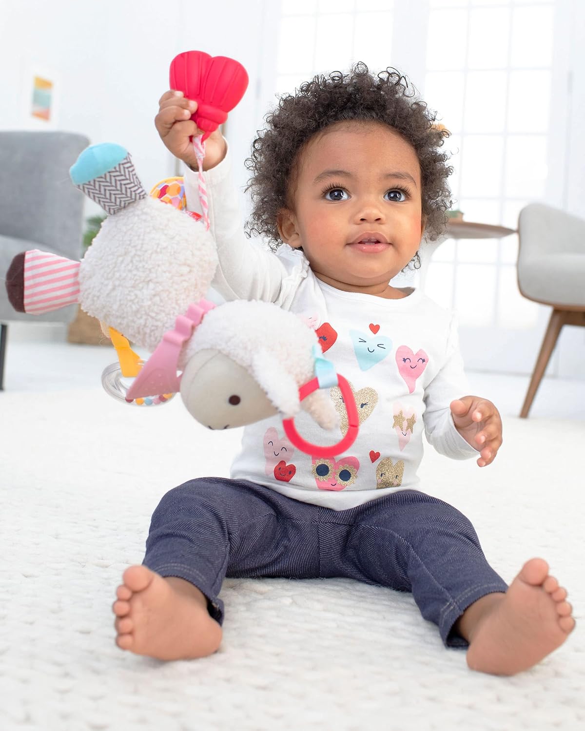 Skip Hop Bandana Buddies Baby Activity and Teething Toy with Multi-Sensory Rattle and Textures, Llama
