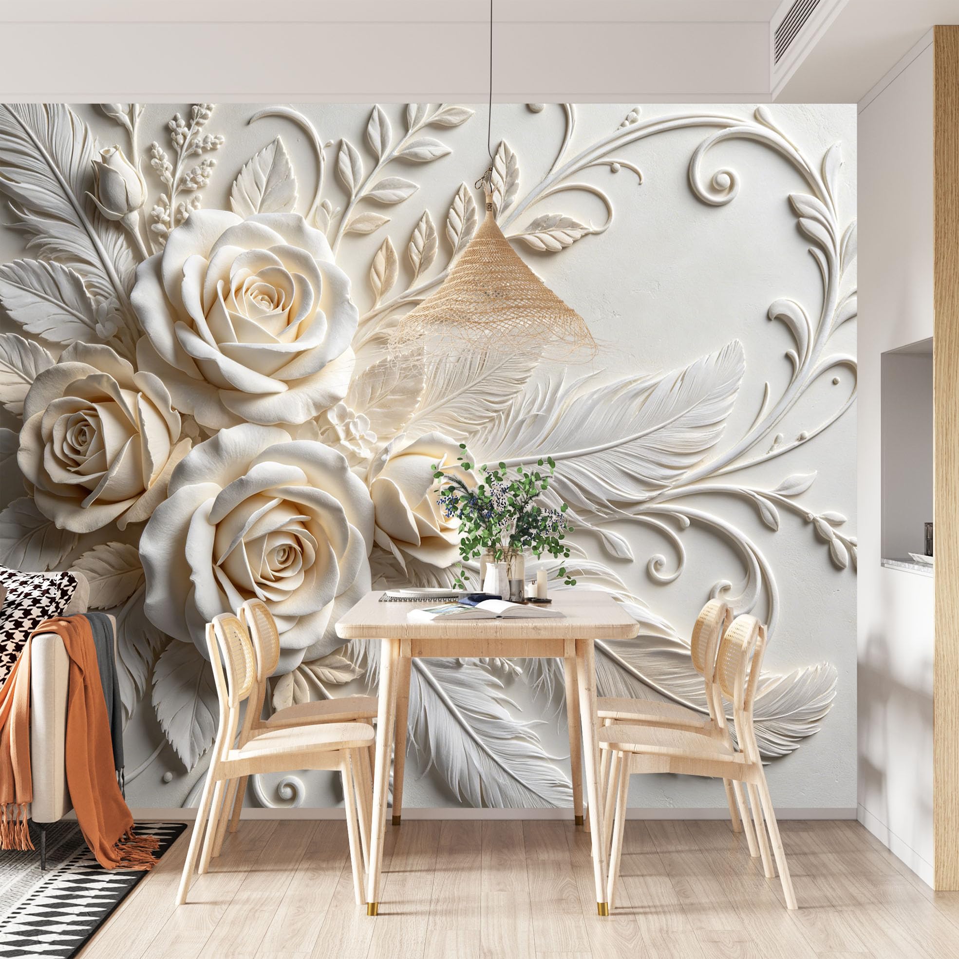 Papel Pintado Con Relieve 3D Rosa Papel Pintado Autoadhesivo Pared 250Cmx360Cm(Hxw), Mural De Pared Con Relieve 3D, Papel Adhesivo No Tejido, Impermeable Y Removible Para Dormitorio Y Sala De Estar,