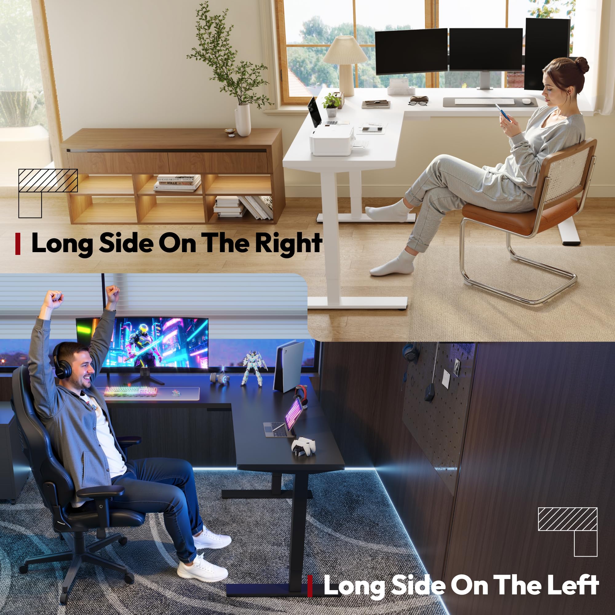 SANODESK L Shaped Standing Desk Adjustable Height Electric Corner Standing Desk 71 x 63 inch Sit Stand Computer — view 4