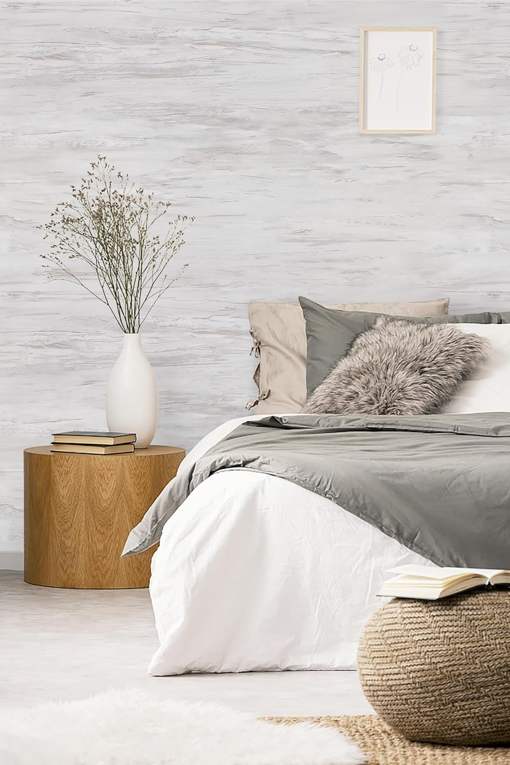 White Wood Peel and Stick Wallpaper Vintage Wood Wallpaper Wood Grain Vinyl Contact Paper Removable Self Adhesive Wall Paper for Wall Covering Furniture Decor 15.7"x472" Renter Friendly