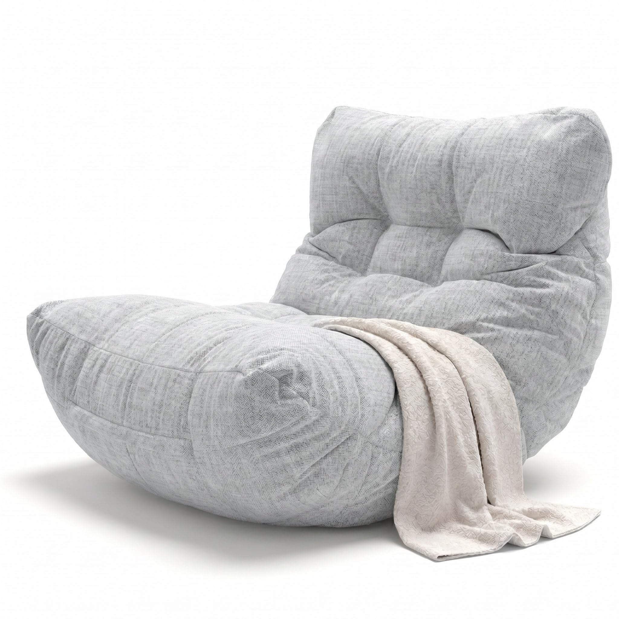 Aiire Fauteuil Pouf Extérieur Moderne - Pouffe Géant XXL Adulte avec Remplissage pour Jardin et Piscine - Gros Bean Bag XXL Gris Clair