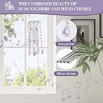 GiftAmaz Cristal Suncatcher Wind Chimes avec 4 Tubes Tuned, Prism suspendu Rainbow Maker Chandelier cristal pendentif vent cheminée fenêtre suspension cadeau d'ornement pour les femmes Amis Maison Jardin Décor Anniversaire