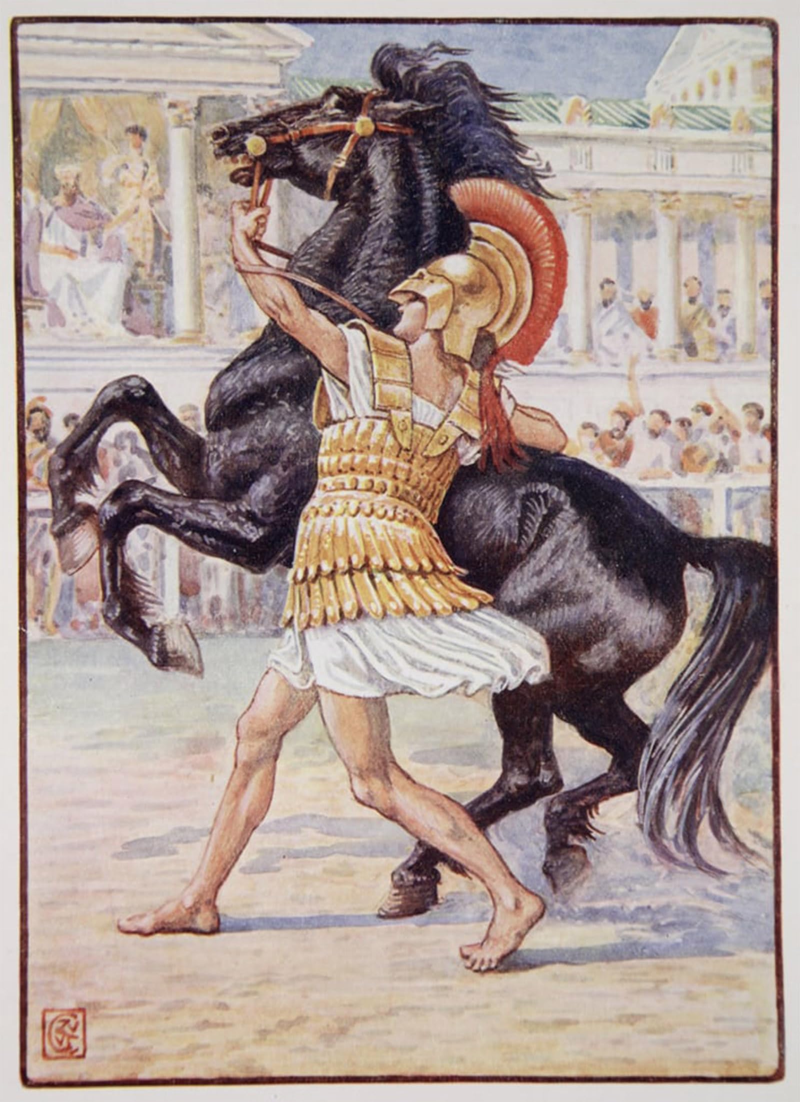 Posteriik No Frame Famous Print Pop Art Wall Art Graffiti He Ran Towards The Horse And Seized The Bridle Illustration By Walter Crane Art Prints For Home Decor 60X90cm