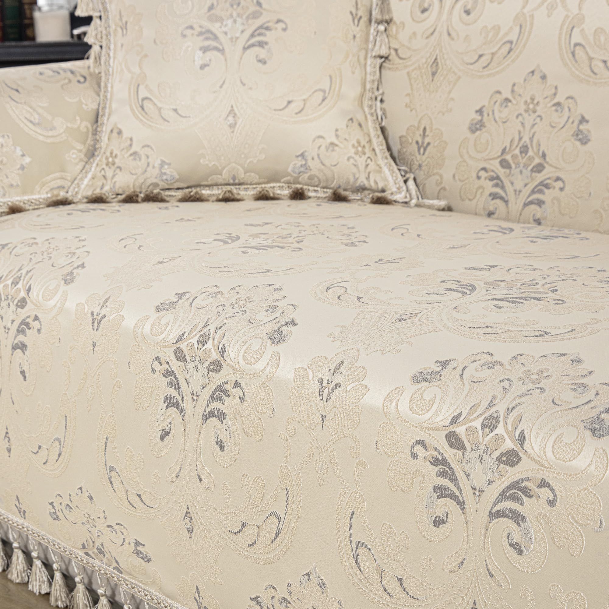 Funda de Sofá para 3 Plazas 2 Plazas, Jacquard Protector Sofa para Perros Gatos Arañazo Sala de Estar 180x300cm (Beige)