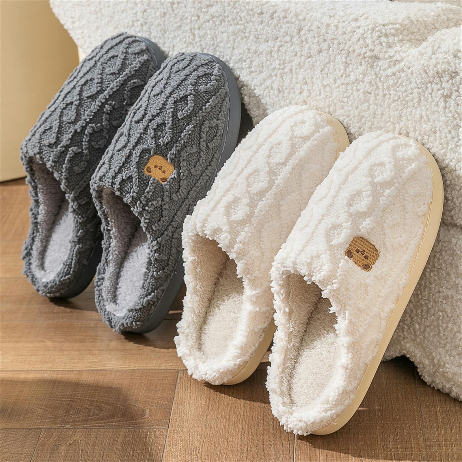 Ciabatte Donna Invernali Pantofole di Cotone per Donne Autunno E Inverno Interno Casa Non Slip Coppia di Lana Pantofole per Uomini Inverno-pink-36-37