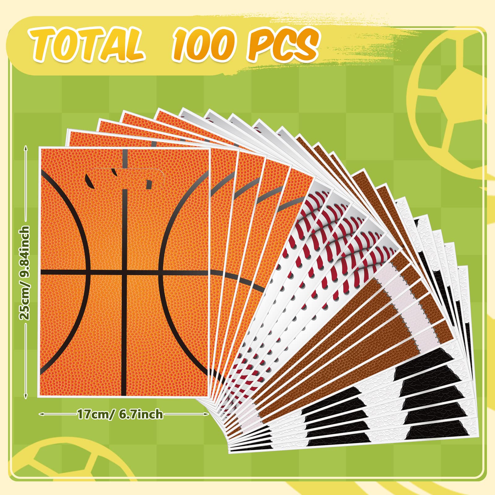 100 bolsas de regalo de fiesta deportiva de fútbol, bolsas de plástico para golosinas, a granel con asas para béisbol, baloncesto, eventos temáticos, bolsas de regalo, suministros de cumpleaños, 2