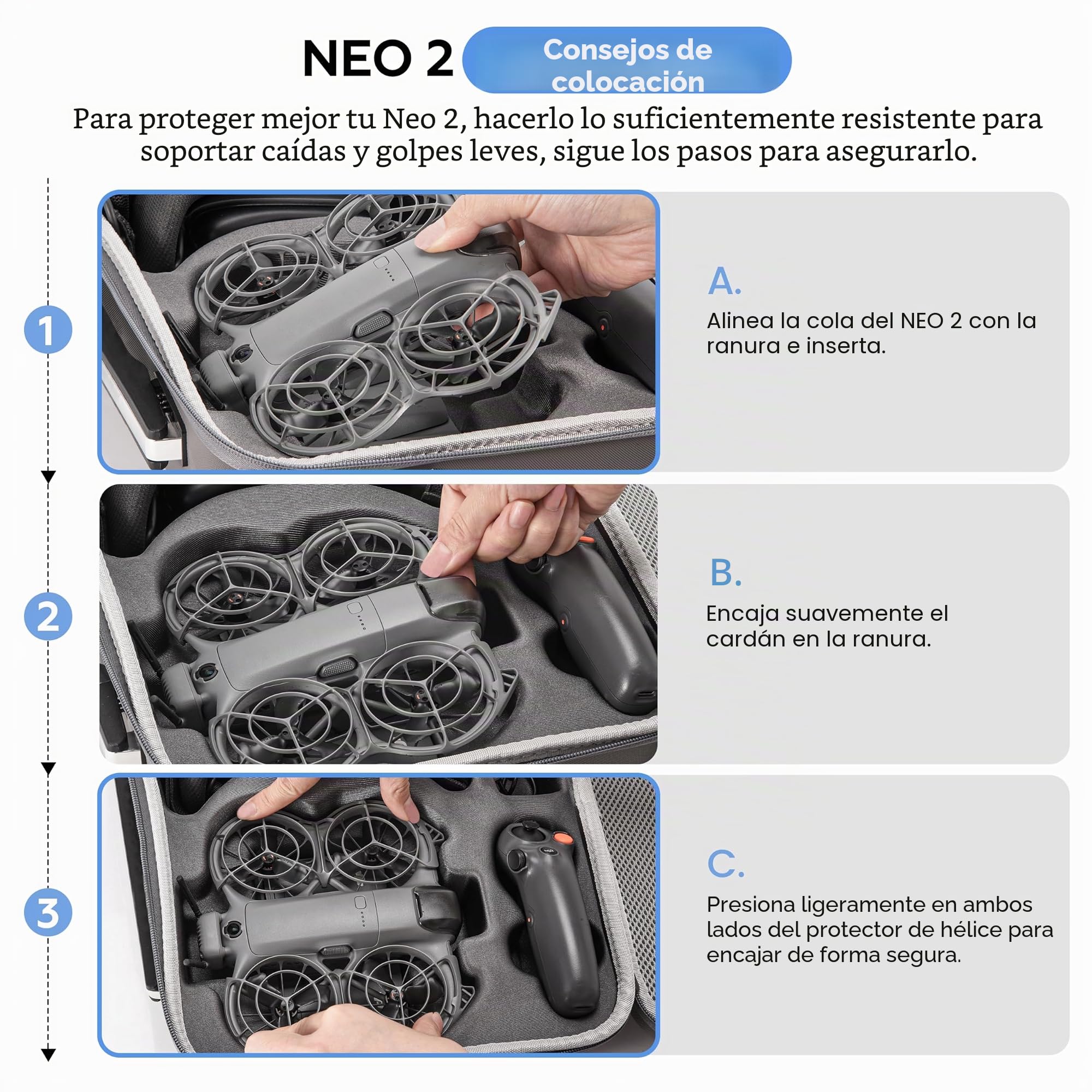 STARTRC Funda para Neo 2 y Goggles N3 Accesorios, Portátil PU Bolsa de transporte para DJI Neo 2 Motion Fly More Combo para RC Motion 3, Goggles N3, Estación de Carga [Solo Bolsa], gris, Cómodo