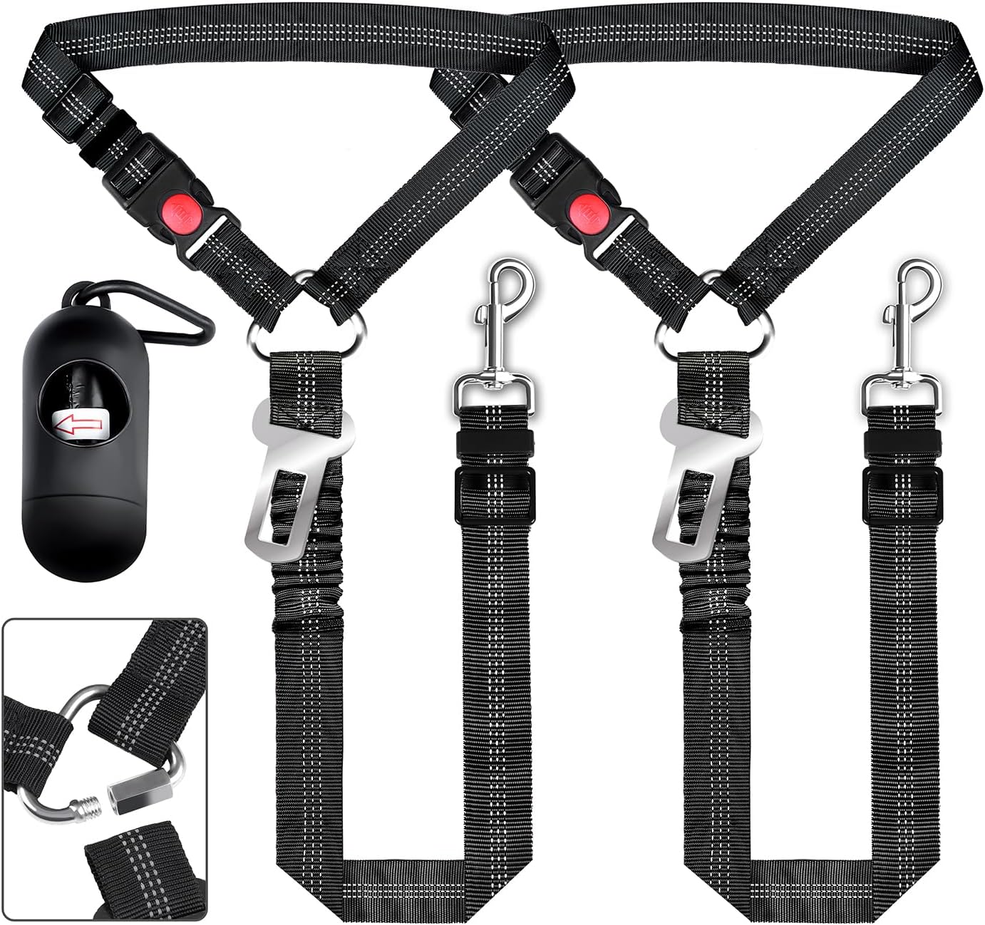 Removable Dog Seat Belt Harness for Car, 3 in 1 Pet Dog