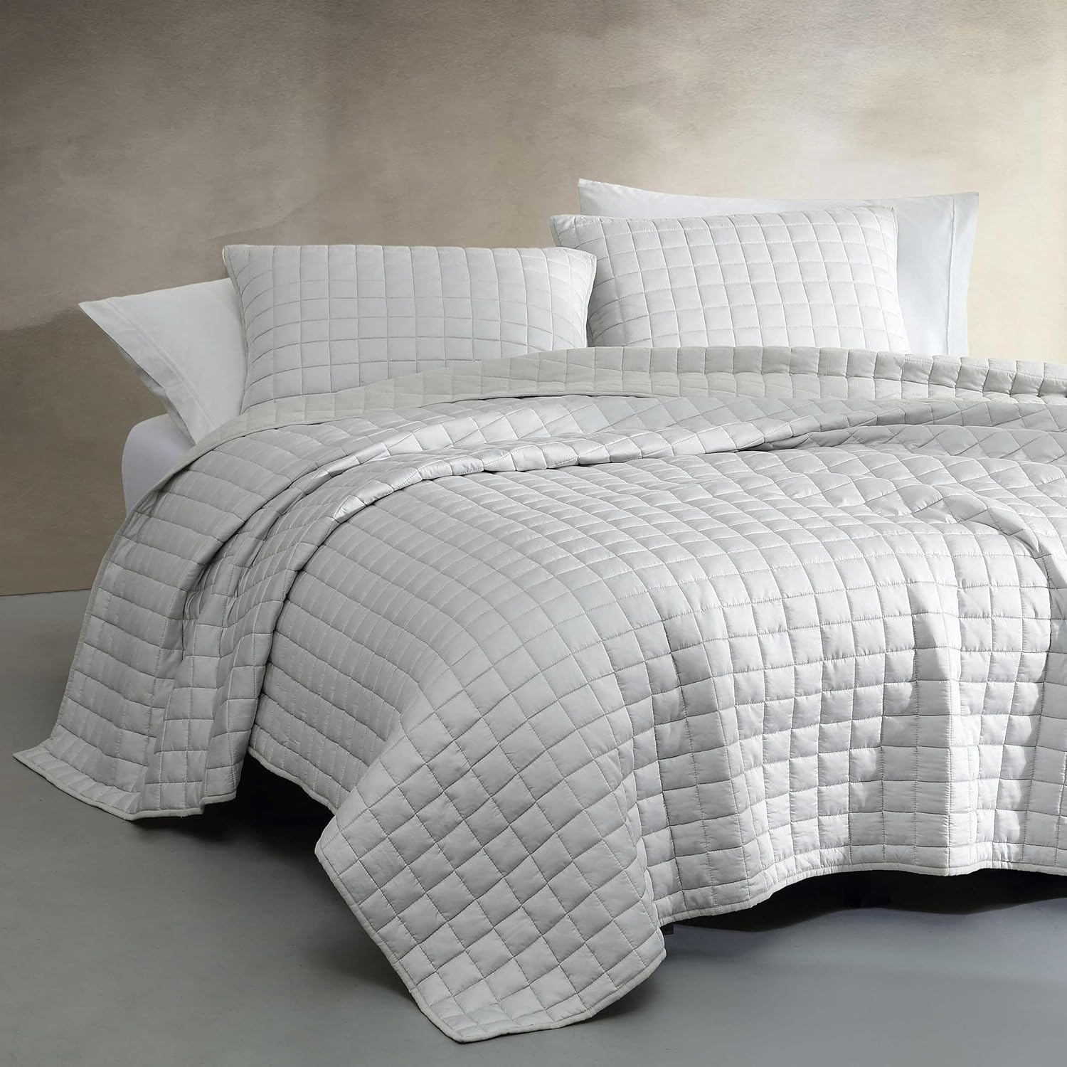 Calvin Klein - Quilt Set, Super Soft Bedding with Matching Shams, Reversible Stitch Design, Modern Room Essentials (Tencel Solid Grey, Queen)