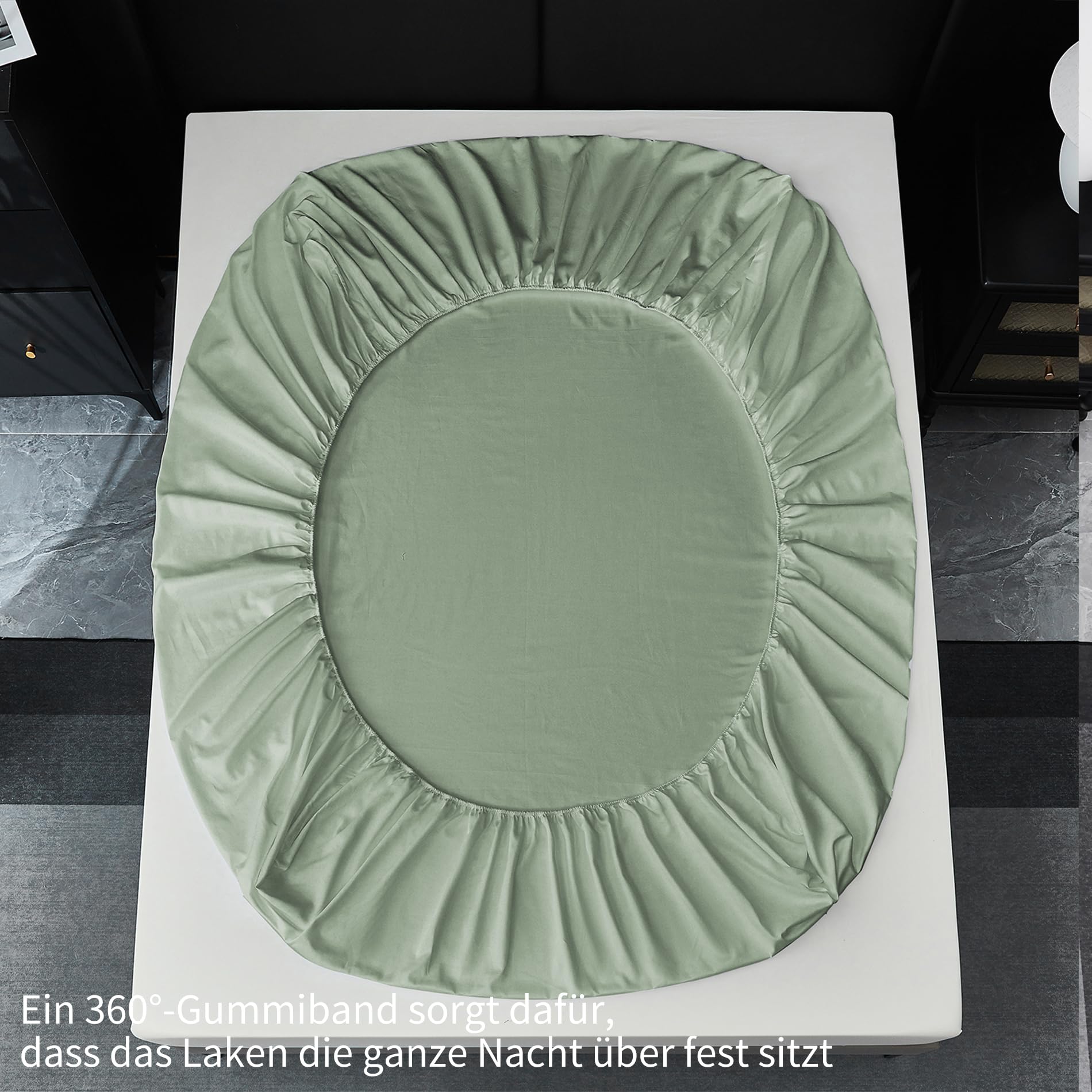 Spannbettlaken 180x200cm Baumwolle Satin Salbeigrün Bettlaken 180x200 100% Langstapelige Baumwolle Kühlend Weich Atmungsaktiv Mako Satin Spannbettlaken Boxspringbett Geeignet für 30cm Matratze