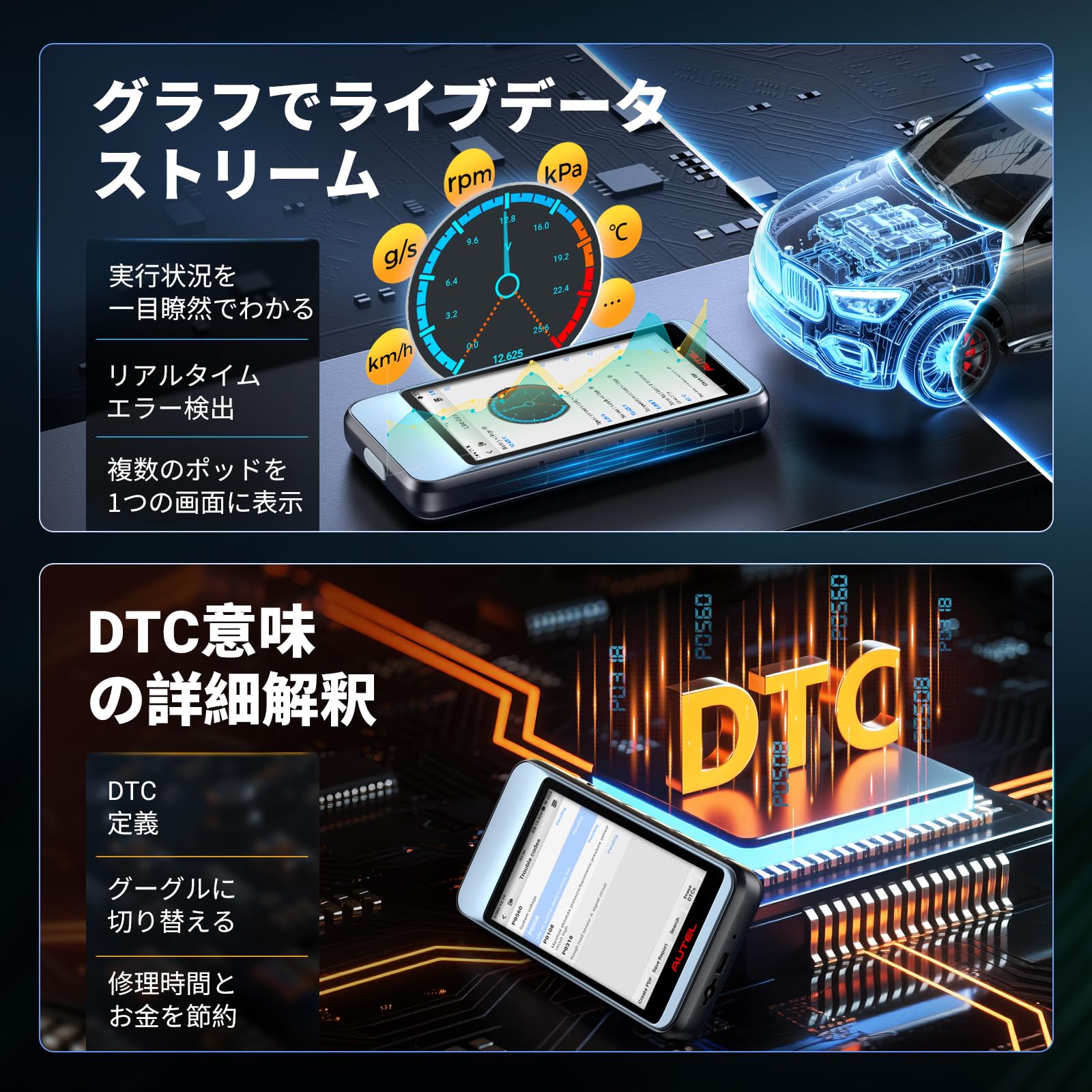 Amazon.co.jp: AUTEL MD906PRO obd2診断機、永遠無料アップデート、全