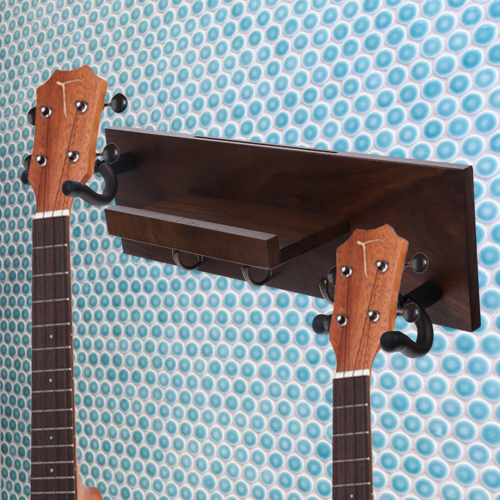 Toddmomy Gancio Chitarra da Parete in Legno e Metallo, 4 in 1 | Chitarra Elettrica e Acustica, Montaggio Semplice, Stabile, Non Lascia Segni e Protegge la Finitura