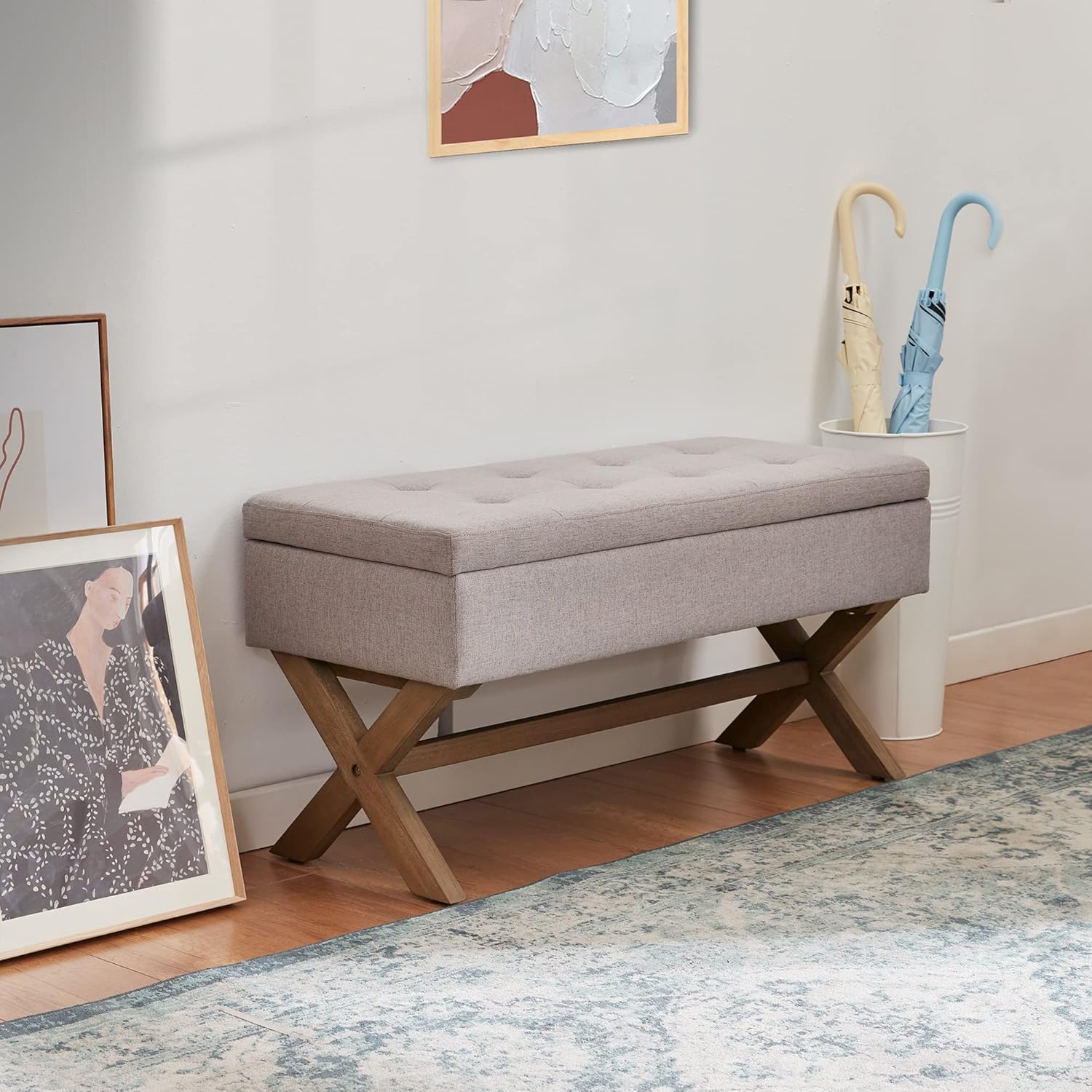 HUIMO 36-inch Storage Bench with X-Shaped Legs, South Korea Ubuy