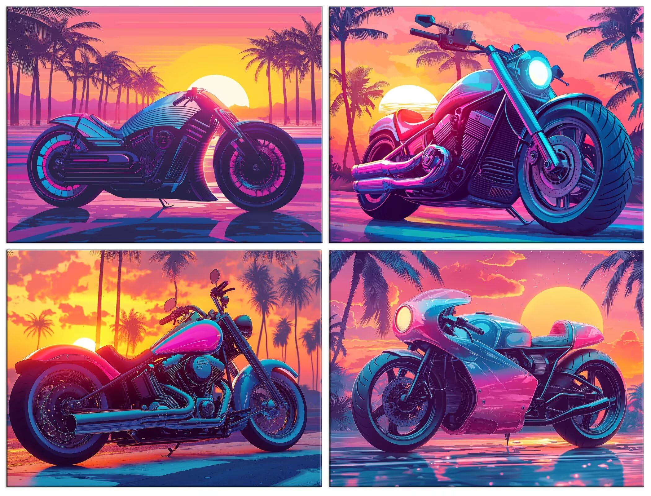 4 szt. Motocykl Diamentowe Malowanie, 5D Diamentowe Malowanie Pełny Zestaw, DIY Dorośli DIY Kryształ Diament Malarstwo Dla, Malarstwo Do Dekoracji Ściany Domu Prezent 80x110cm O-684