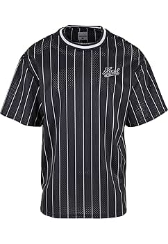 KARL KANI◆カールカナイ Chest Varsity Pinstripe Mesh Tee /LB Karl Kani KK Chest Varsity Pinstripe Mesh Tee Blk, black