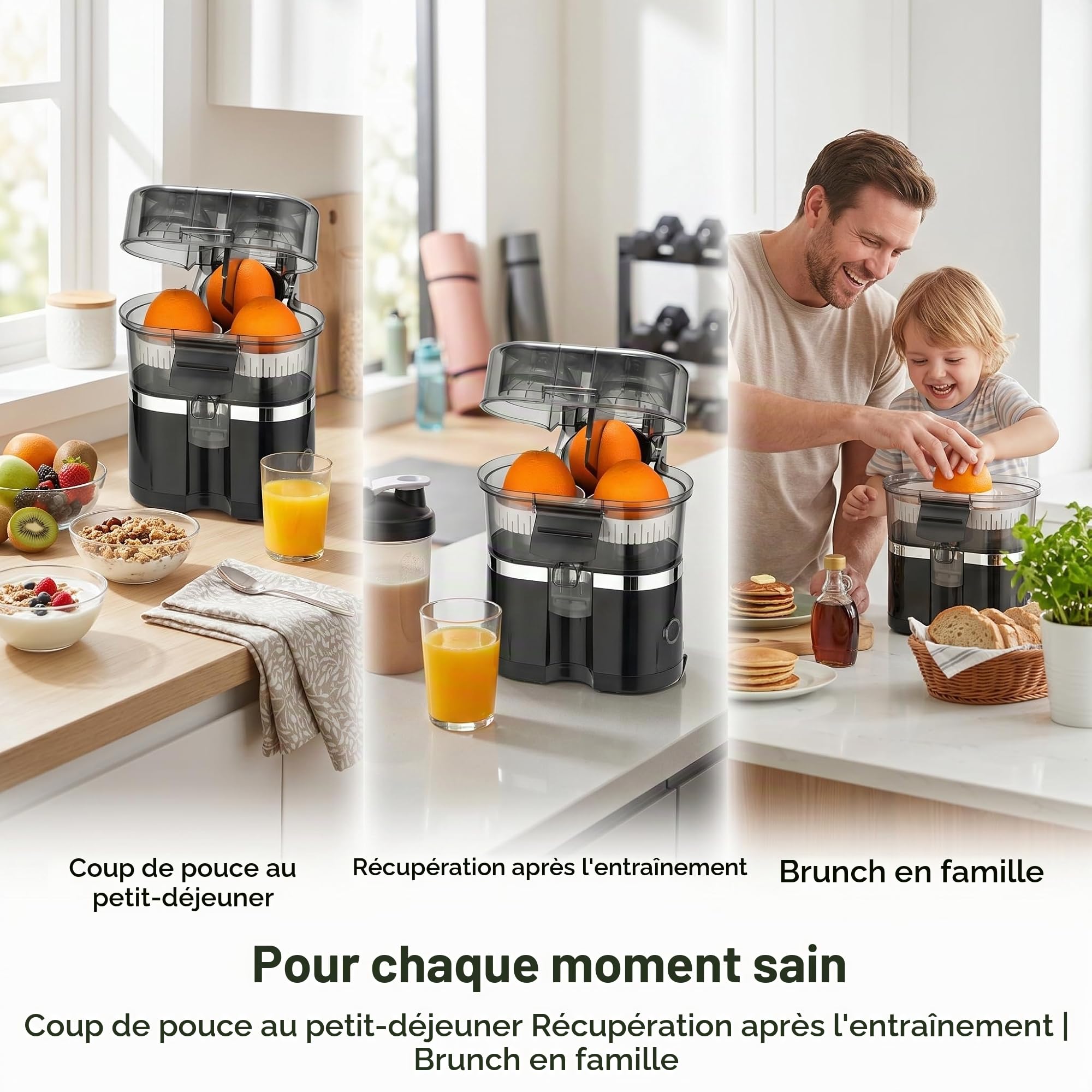 Presse-Agrumes Automatique À Double Tête, Presse Agrume Electrique, Extracteur De Fruits Multifonctionel Et Coupeur, 200w Machine A Jus Pour Orange Citron Pamplemousse (B)