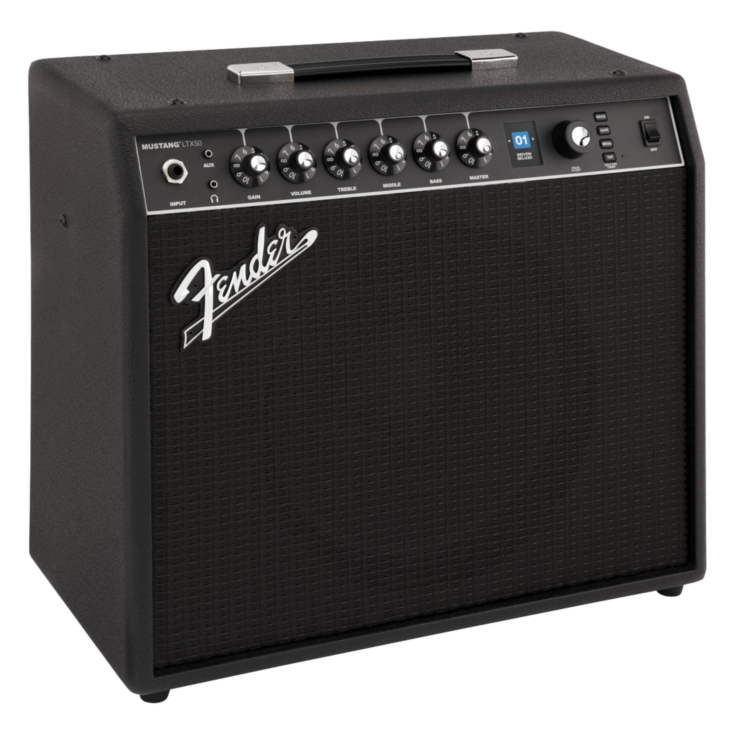 Amplificatore combo per chitarra Fender Mustang LTX50, 50 W con suoni versatili, 100 preset, 50 tipi di amplificatori ed effetti, interfaccia utente semplice