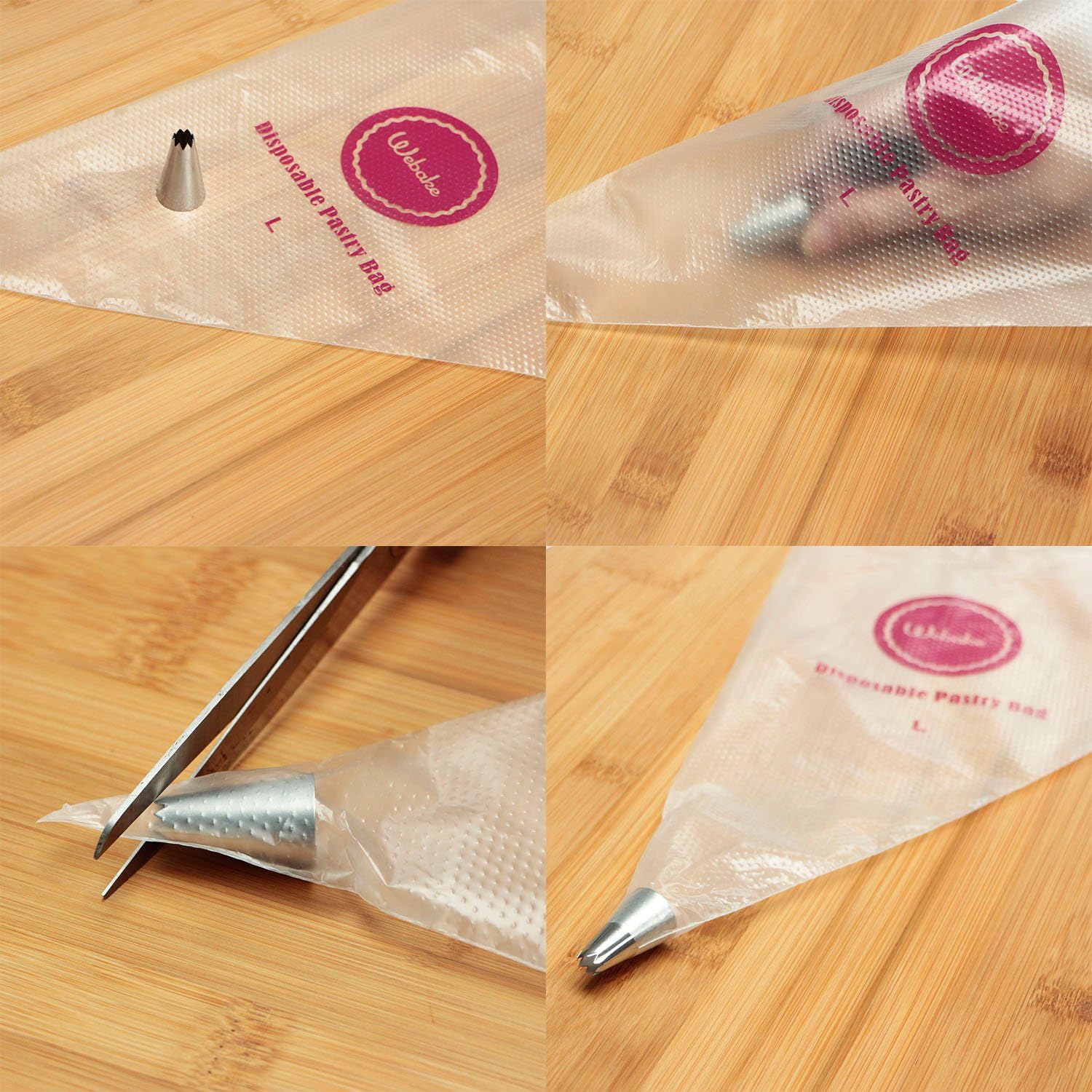 Webake 16 Inch Disposable Pastry Bags - 100pcs Large Icing Piping Bags for All Size Tips Couplers