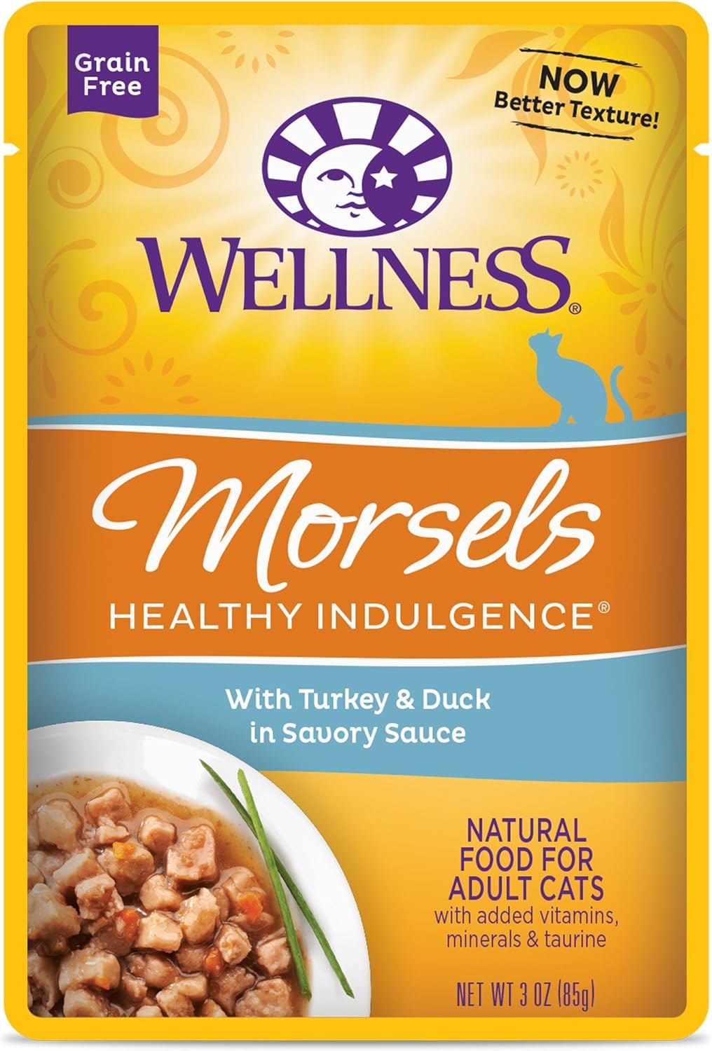 Wellness Natural Pet Food Healthy Indulgence Grain Free Wet Cat Food, Morsels Turkey and Duck, 3 Ounce (Pack of 24)