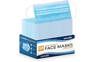 SereneLife Disposable Kids Face Mask for Virus Protection (Blue)