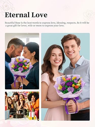 Miniatura 5 de Forever Flowers, ramo de flores preservadas, rosas preservadas, regalos de cumpleaños para mujeres, regalo para el día de la madre, para mamá,