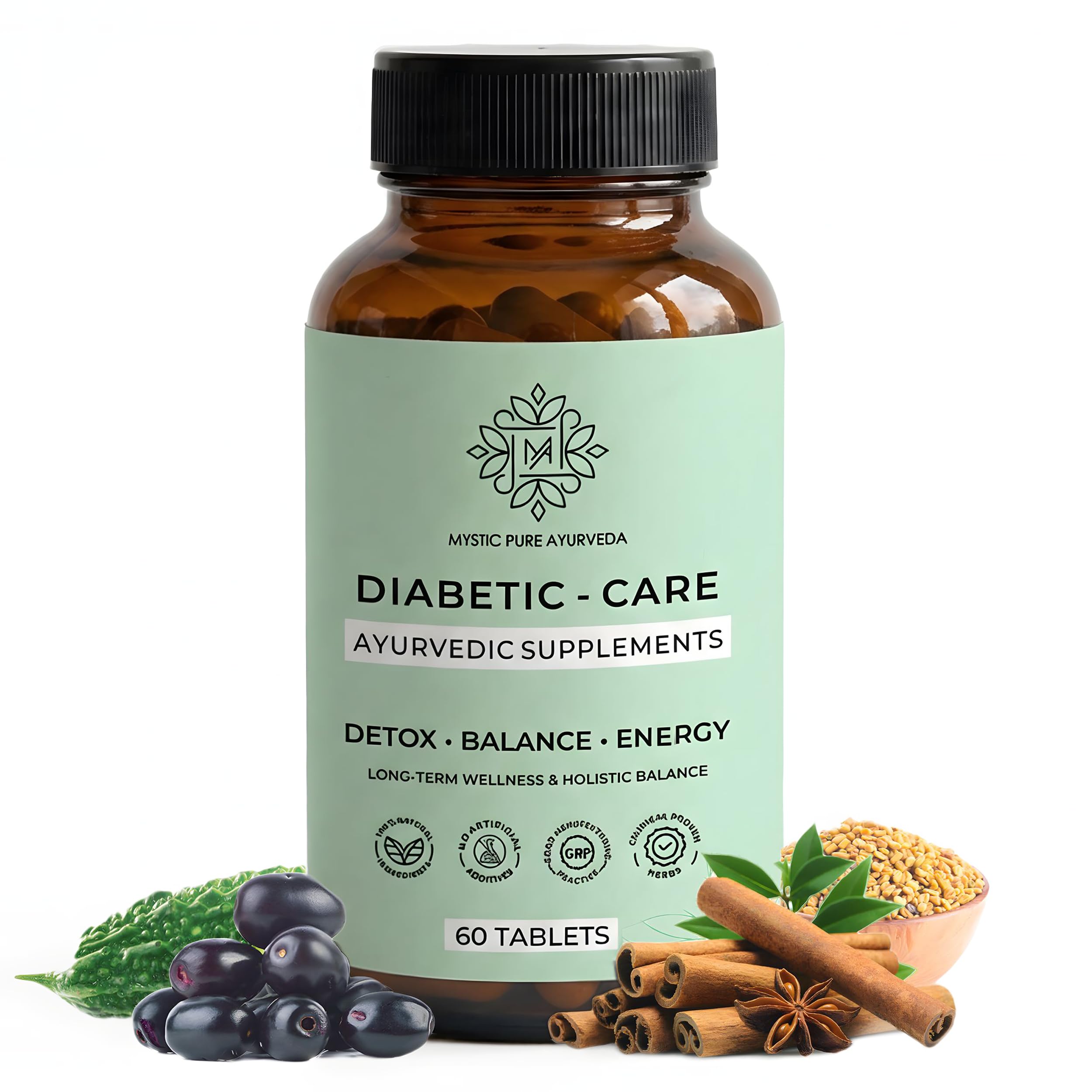Mystic Pure Ayurveda Diabetic Care Tablet For Naturally Control Blood Sugar Level & Insulin Sensitivity I Improves Energy I Gudmar, Methi Seeds, Giloy, Shilajit I 60 Veg Tablets-image-40