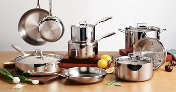 Tramontina Signature Tri-Ply Clad Stainless Steel 14-Piece Cookware Set with Lids, Pots and Pans Kitchen Set, Induction-Ready, Dishwasher-Safe, NSF-Certified, Made in Brazil
