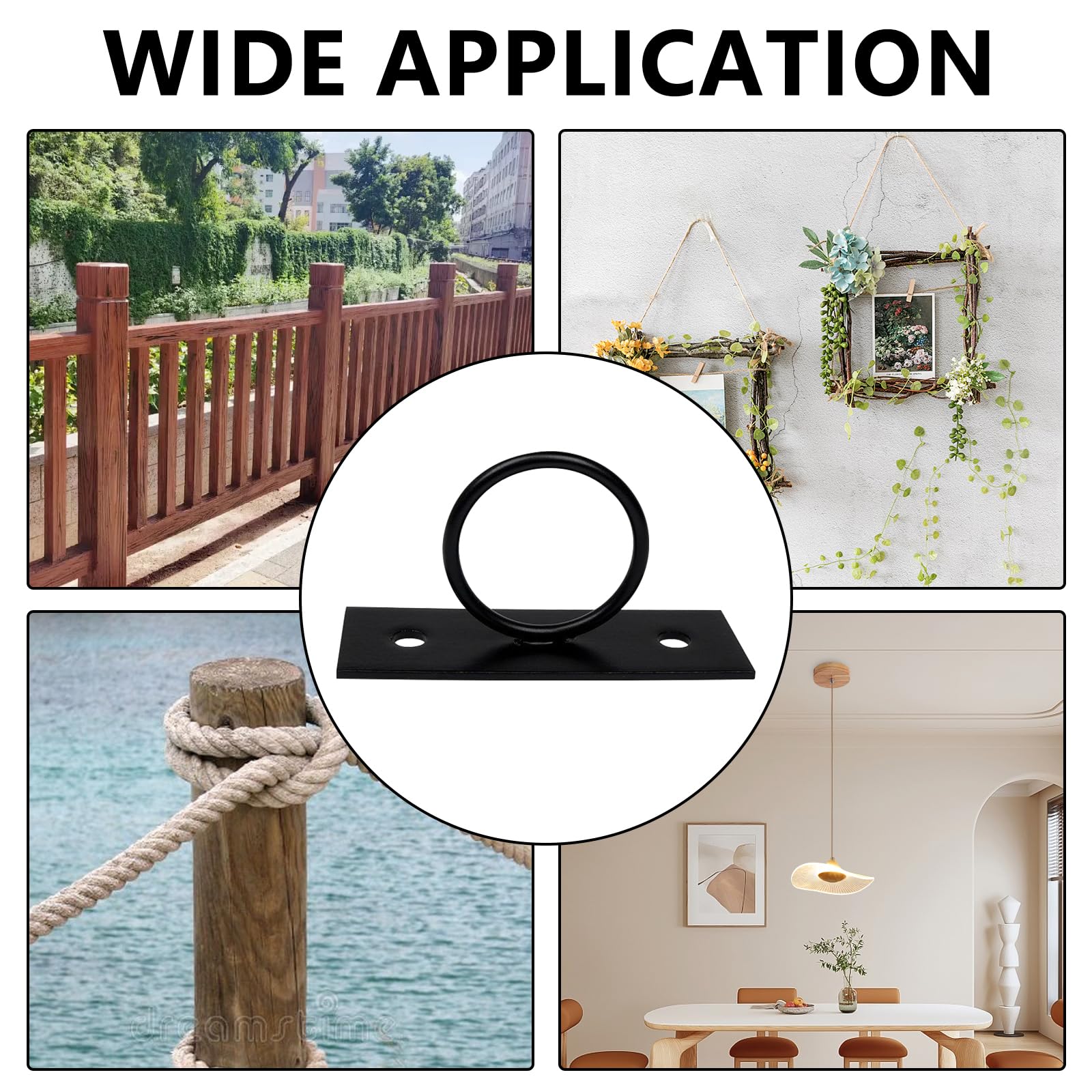 Lot de 5 Supports de Corde, Anneau Support en Acier Inoxydable pour Jute Main Courante, Corde d'Escalier, Décoratif pour Clôture, Crochets Muraux et Plafond