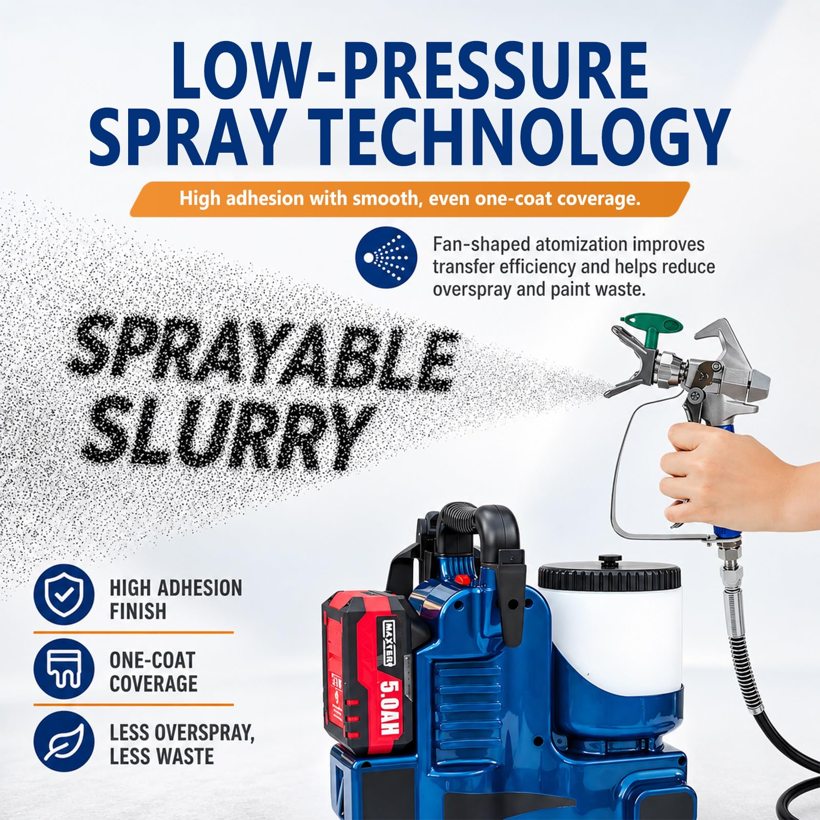 Pulvérisateur Airless sans Fil 1,2L, Machine Haute Pression 550W