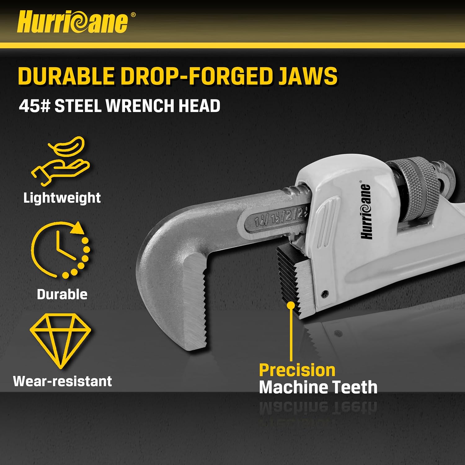 HURRICANE Aluminum Pipe Wrench, 24 Inch, Heavy Duty Adjustable Plumbing Tool, 40% Lighter Construction, Professional Grade