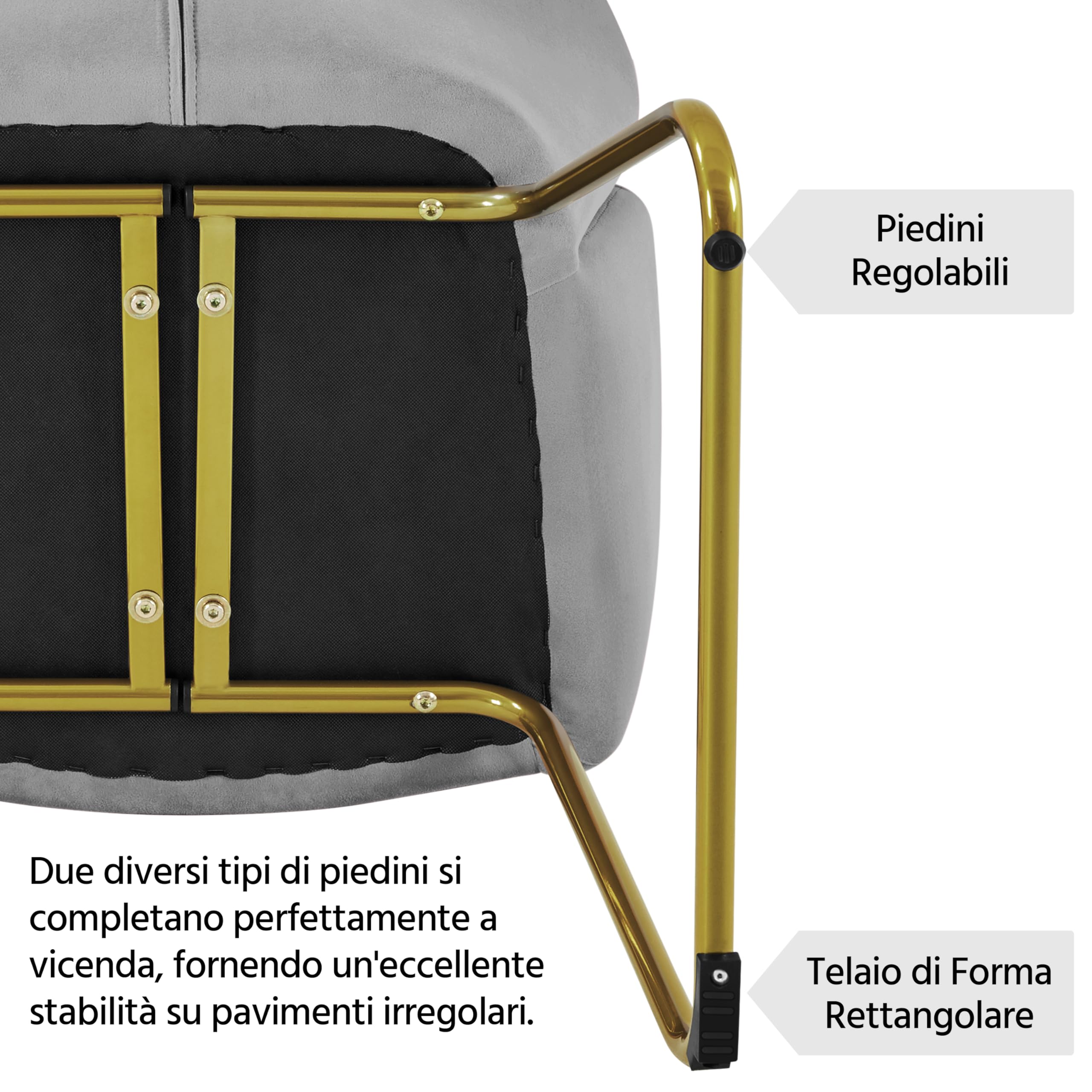 Yaheetech Poltroncina Camera da Letto Salotto Poltrona Soggiorno Imbottita Alta Moderna Ergonomica in Velluto con Schienale Circolare Braccioli Gambe in Metallo Portata 136 kg Grigio