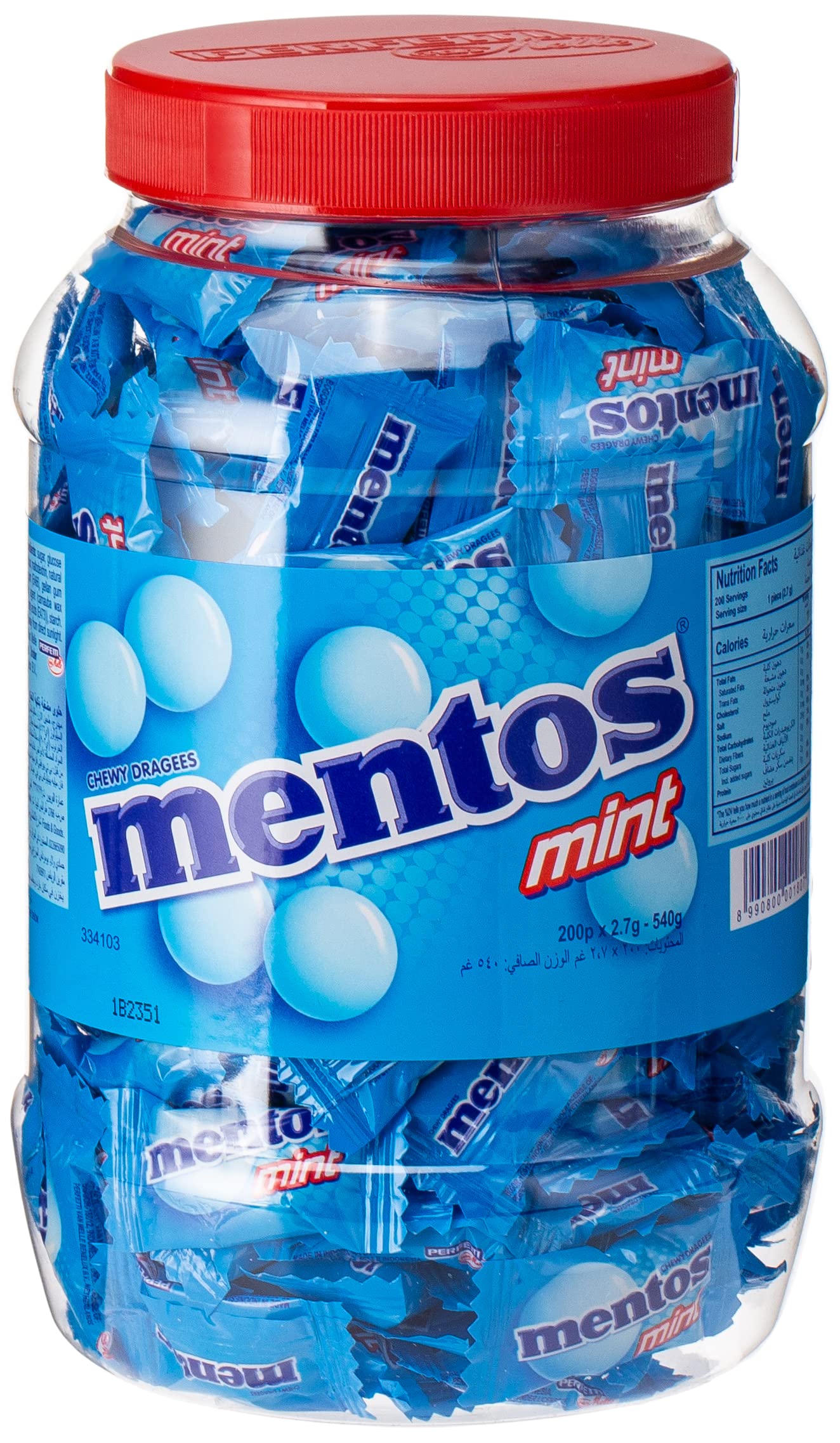 Buy Mentos Mint Flavour Chewy Candy Wrapped In Jar, 200 Pieces Online