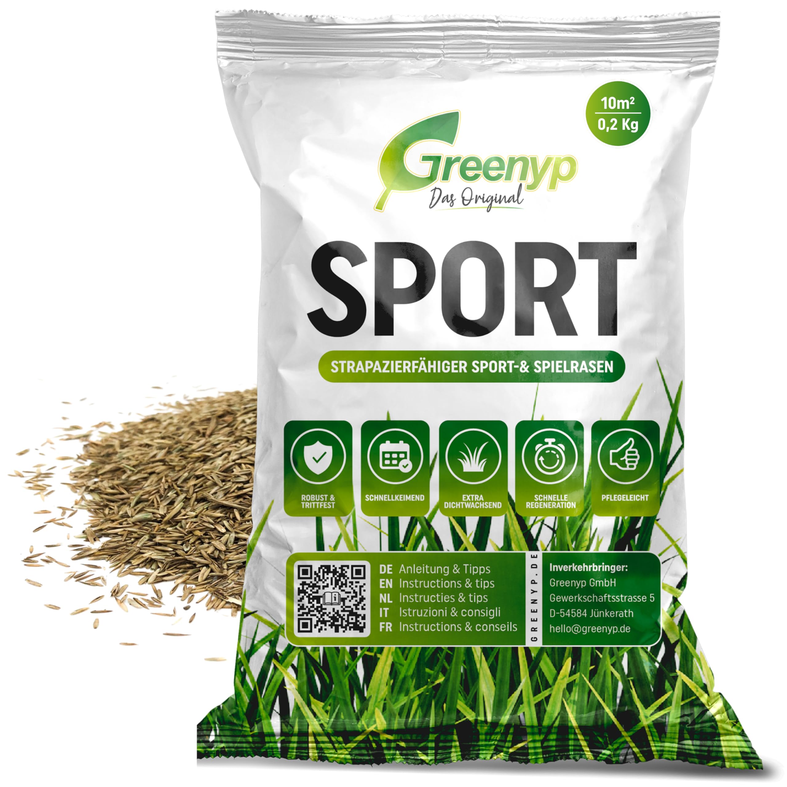 Semi Per Prato Sportivo Greenyp® Sport - 10 Kg Per 400 M², Erba Resistente E A Rapida Crescita - Foto 4