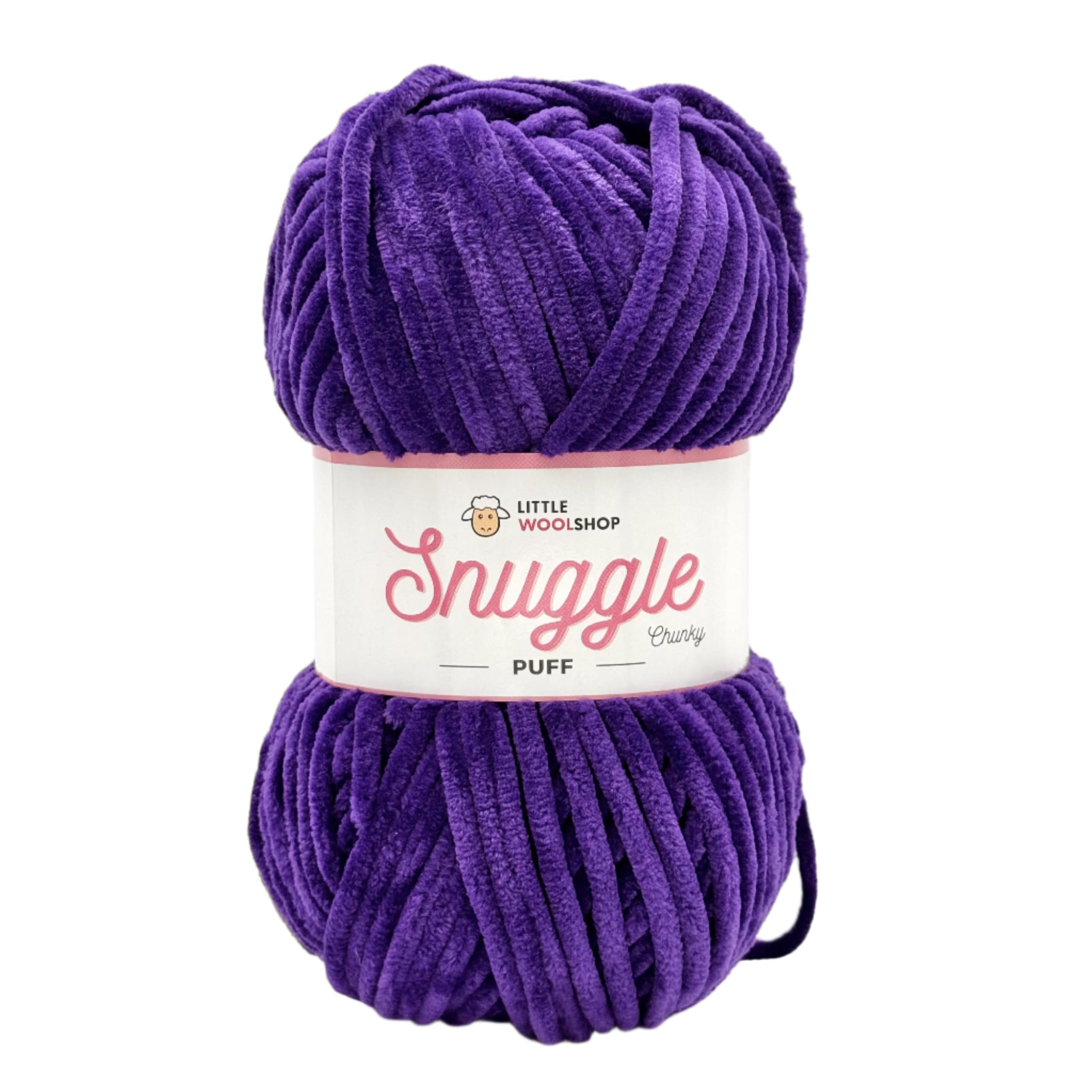 LittleWoolShop Snuggle Puff Chunky Chenille Yarn 100g - 100% Supersoft Polyester (Grape Jelly 723, Single (1 Ball))