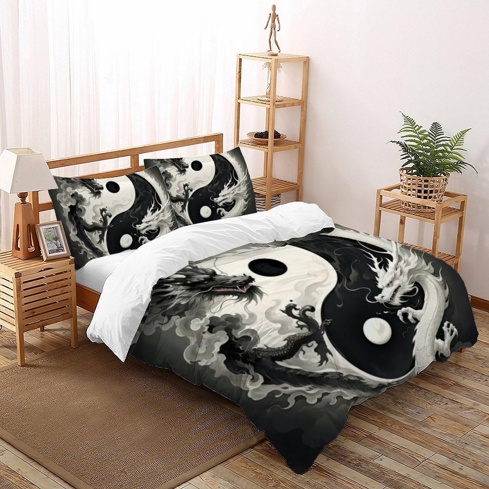 Housse de couette dragon 220x240 literie microfibre imprimé 3D garçon