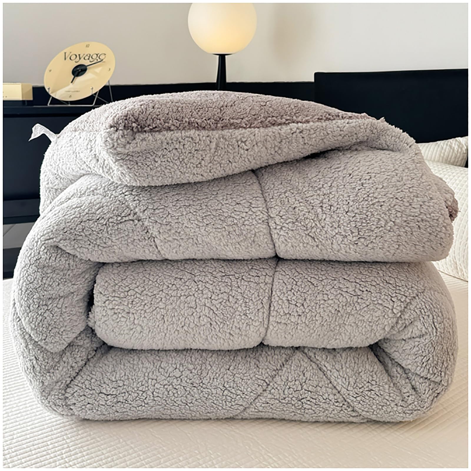 ZTGL Edredón Invierno con Borreguito, Edredón Manta Sherpa Esponjoso Reversible, Engrosado De Invierno, Grueso, Suave, Cálido - Disponible Cama 90,135, 150 y 180,Gray b,200x230cm(5kg)