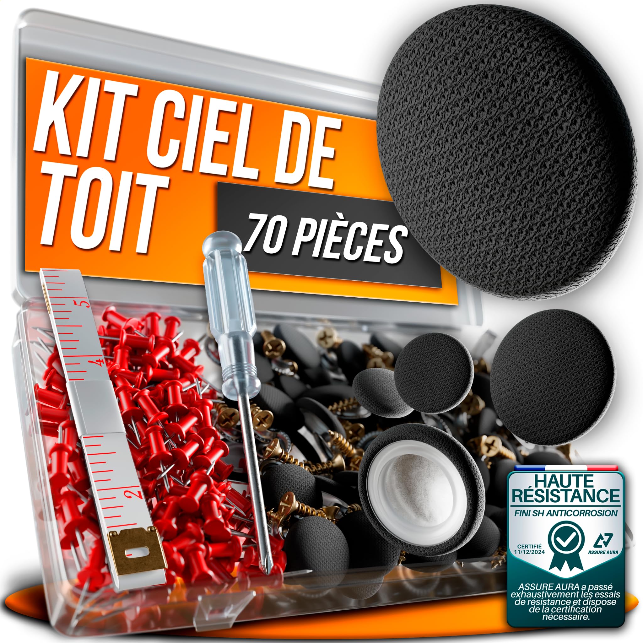 Kit Réparation Ciel De Toit Voiture – Tissu 2,5 M + 2 Bombes De Colle | Pour Toit Intérieur Décollé