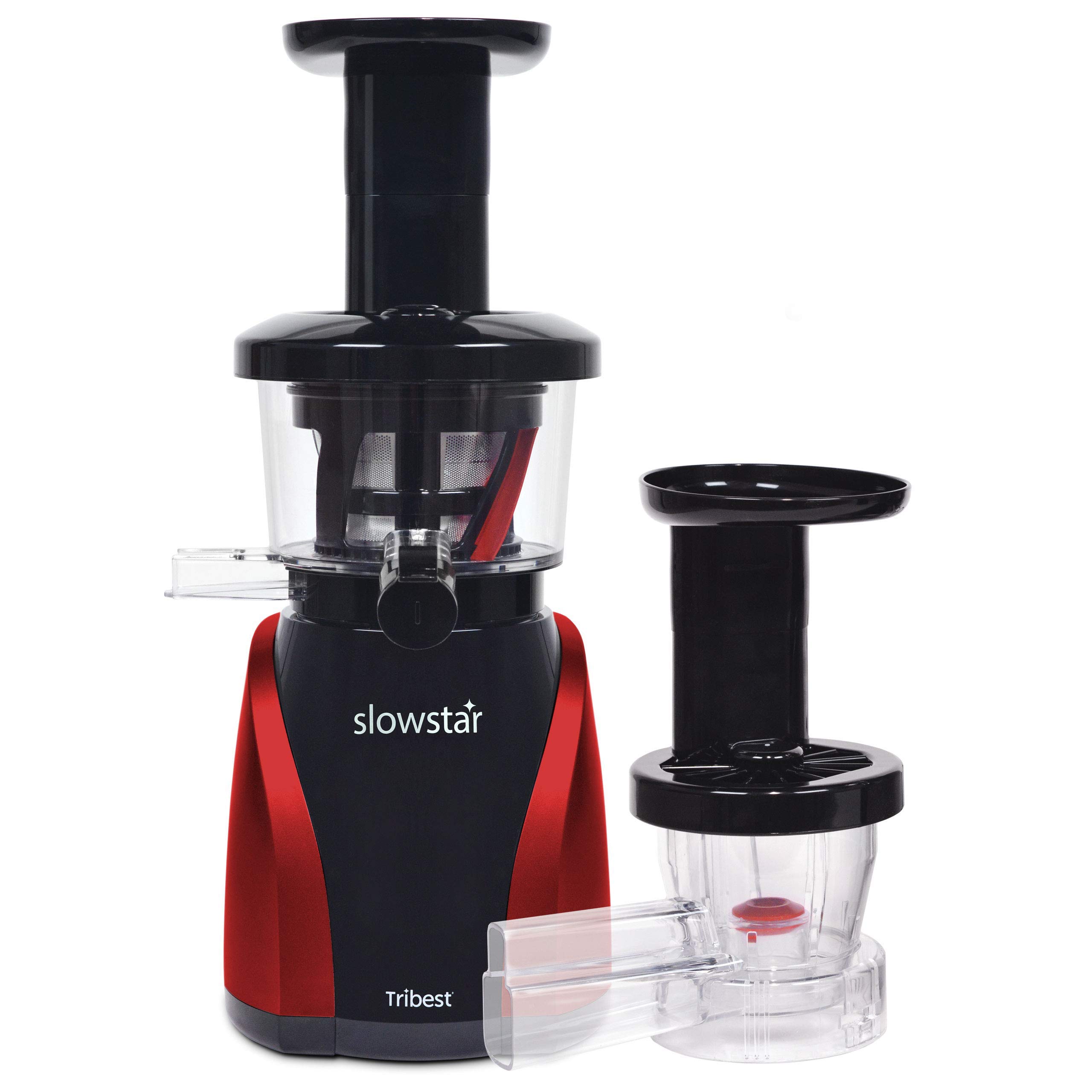 Tribest Juicer Slowstar SW-2000-B Vertical Masticating Cold Press Juicer & Juice Extractor with Mincer, Red