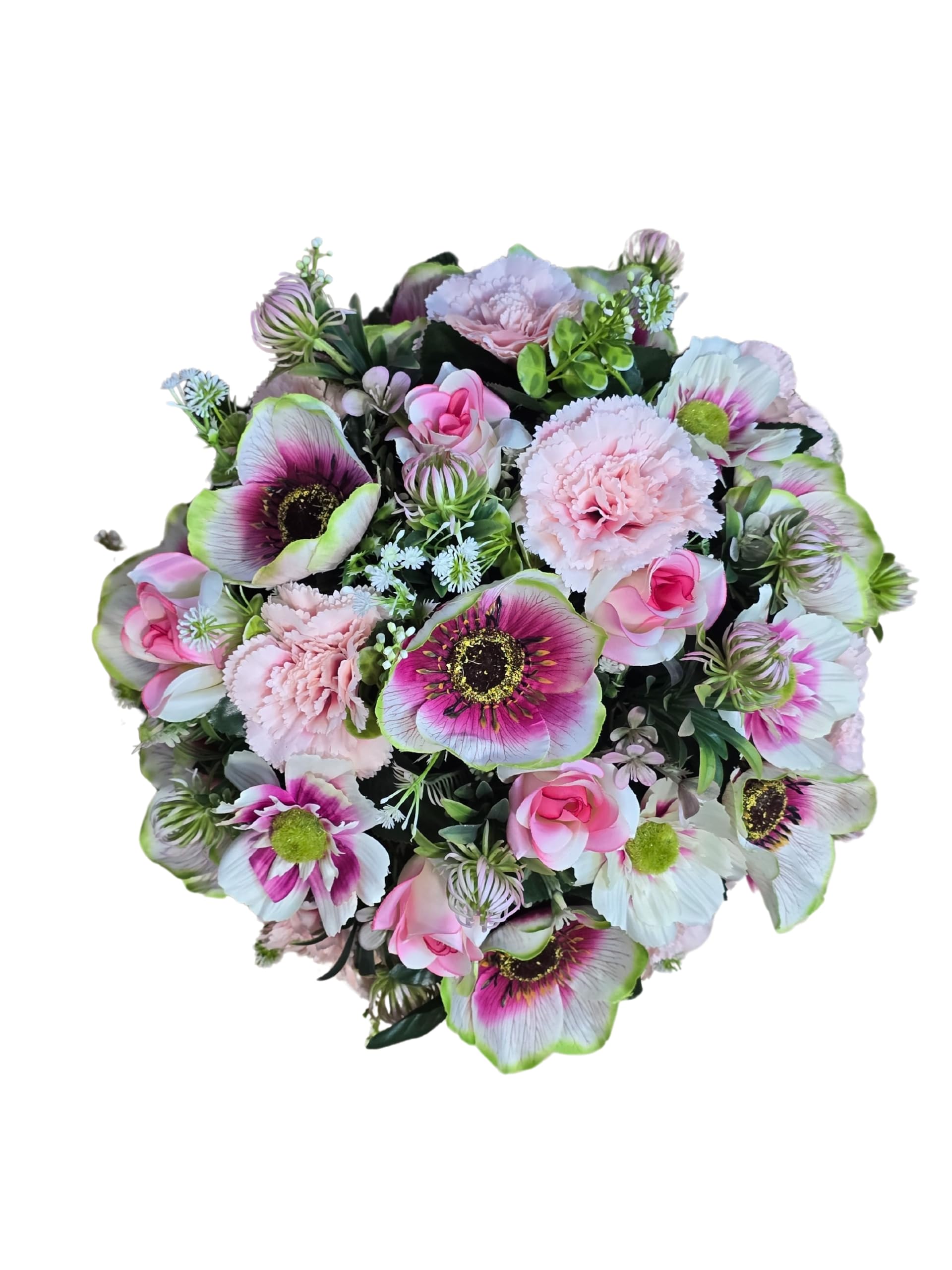 DRW Centro rotondo di fiori Cimitero, Chiesa Matrimoni sepolture garofani e papaveri Rose artificiali 40x40x35